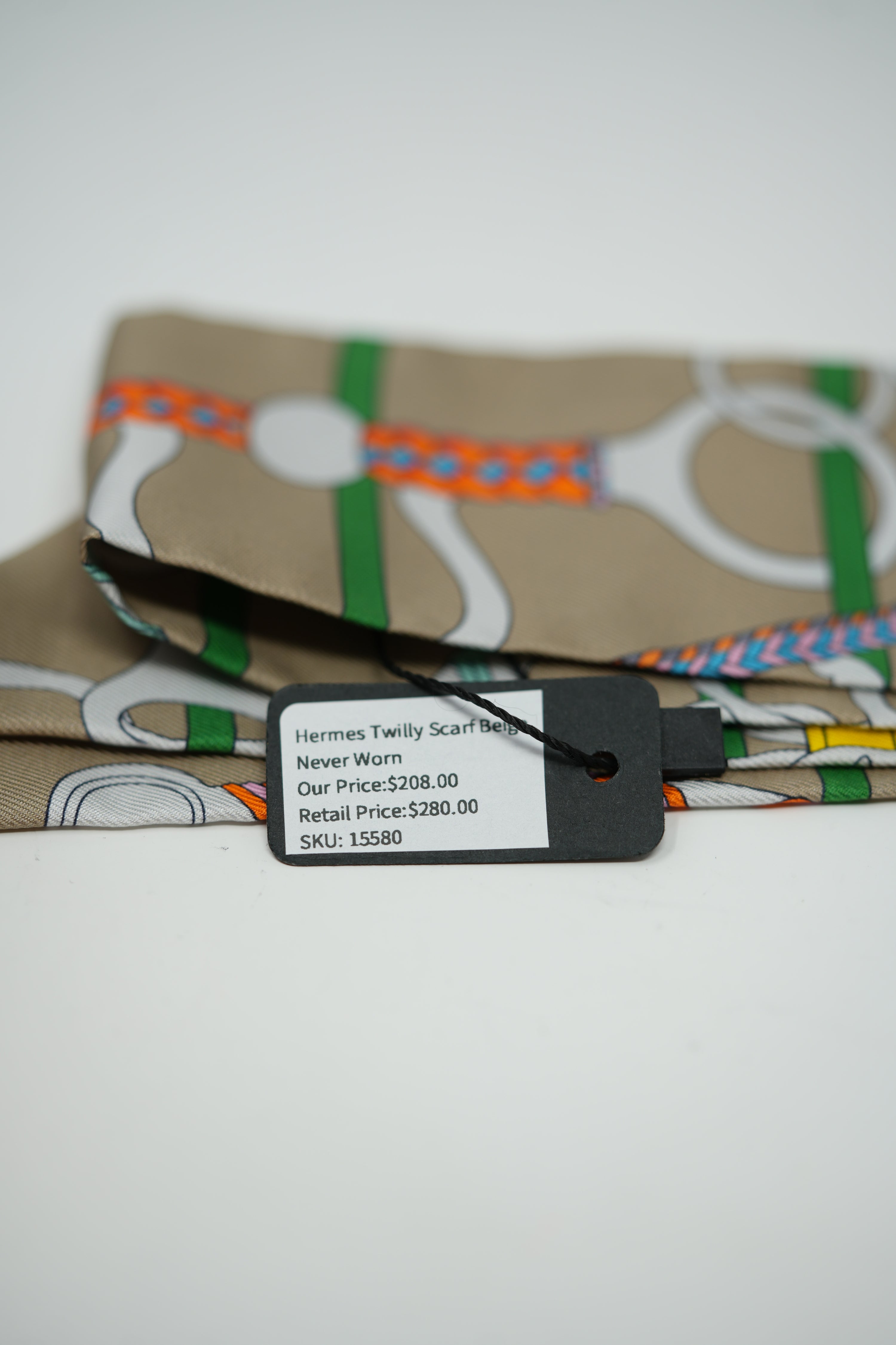 Hermes Twilly Scarf Beige