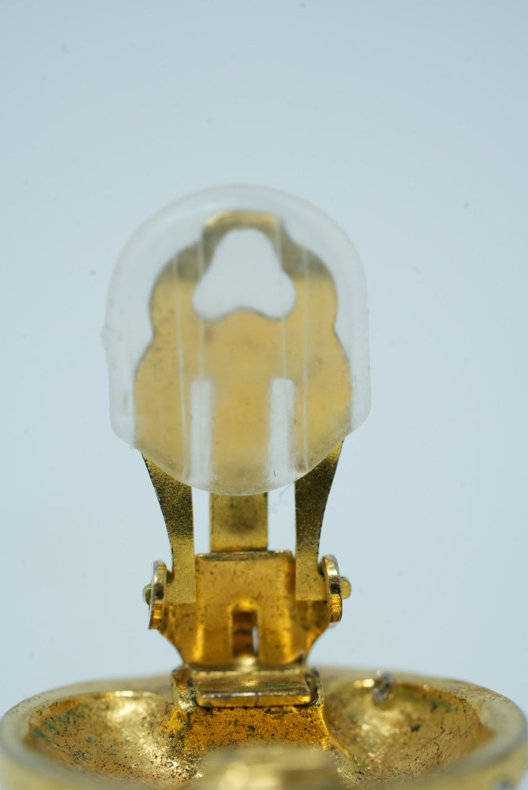 Pre-Owned Chanel Logo Rhinestone Round Earrings Clip-On 80s