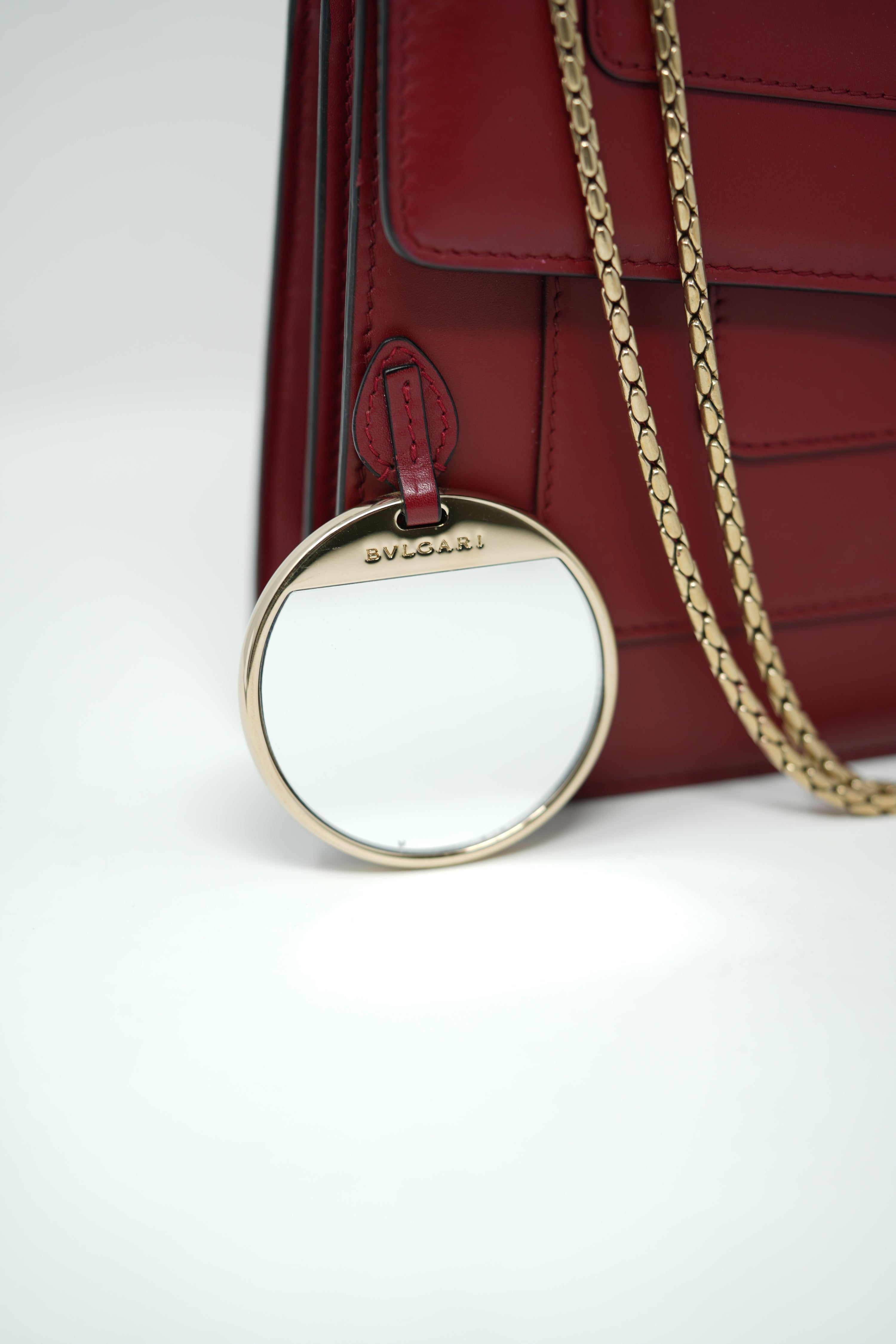 BVLGARI Red Leather Medium Serpenti Forever Shoulder Bag