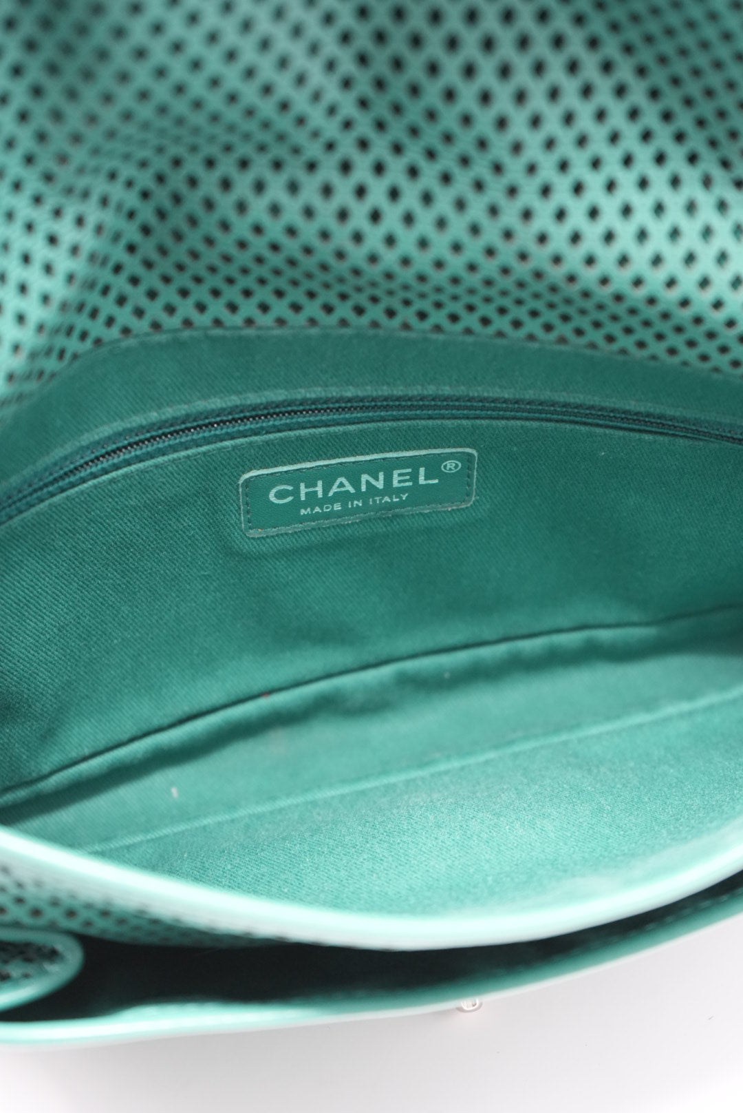 Pre-Owned Chanel Perforated Leather Classic Flap Bag Medium