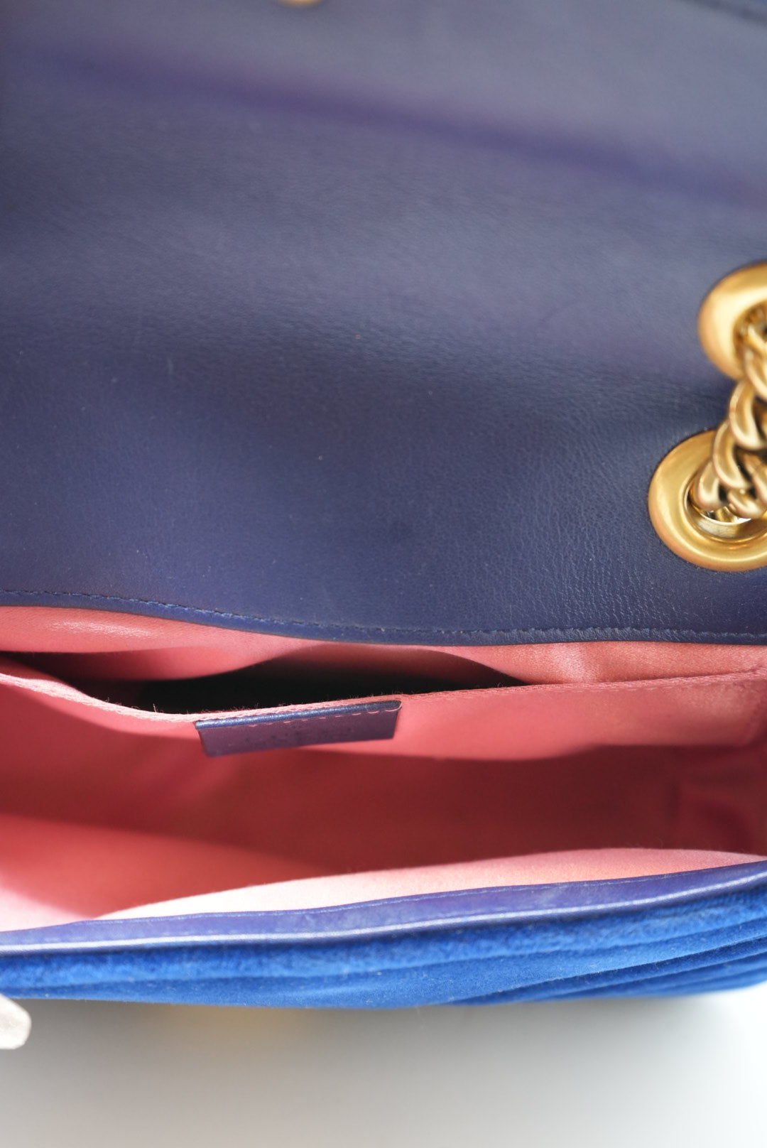 Gucci Small Velvet Marmont Shoulder Bag Blue