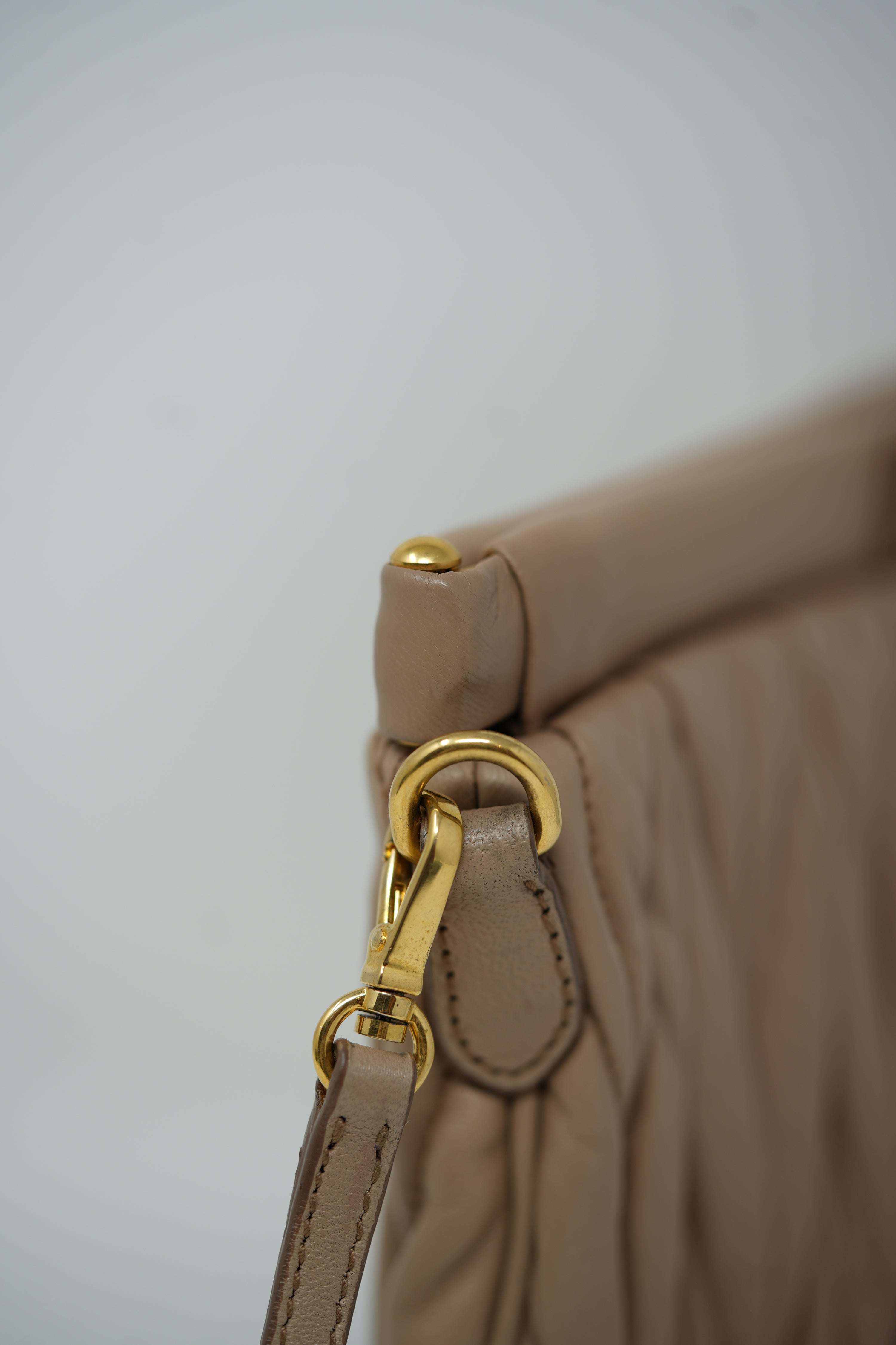 Miu Miu Nappa Matelasse Clutch Bag Beige