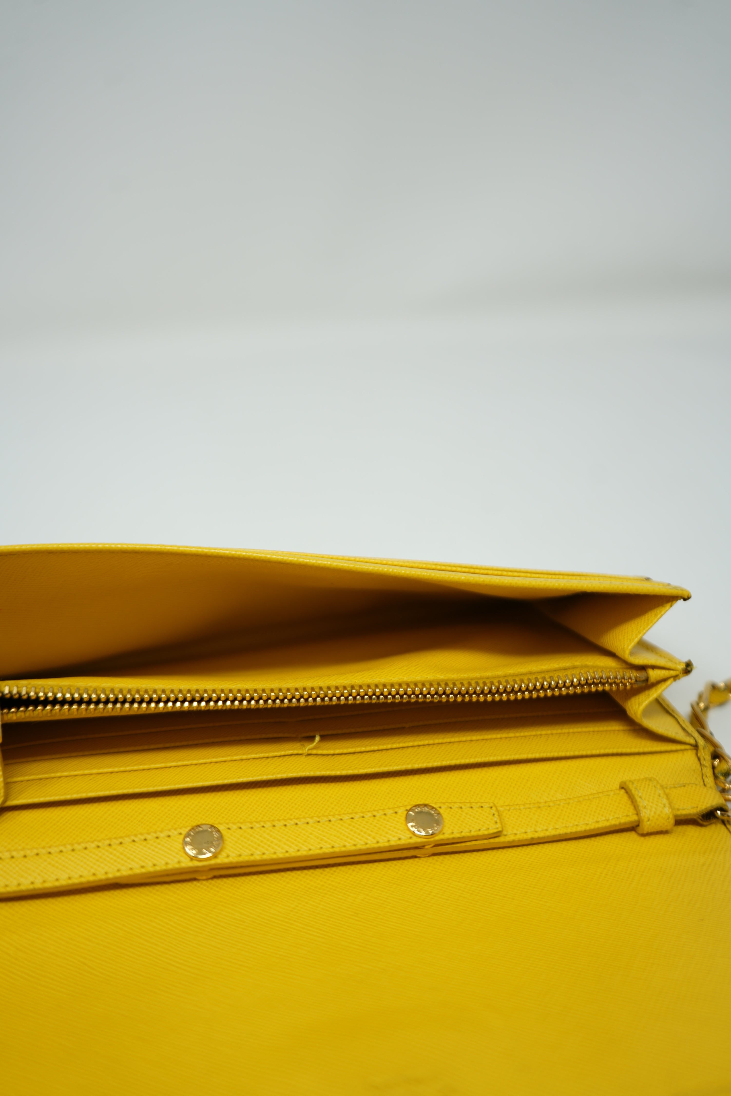 Prada Calfskin Wallet On Chain Yellow