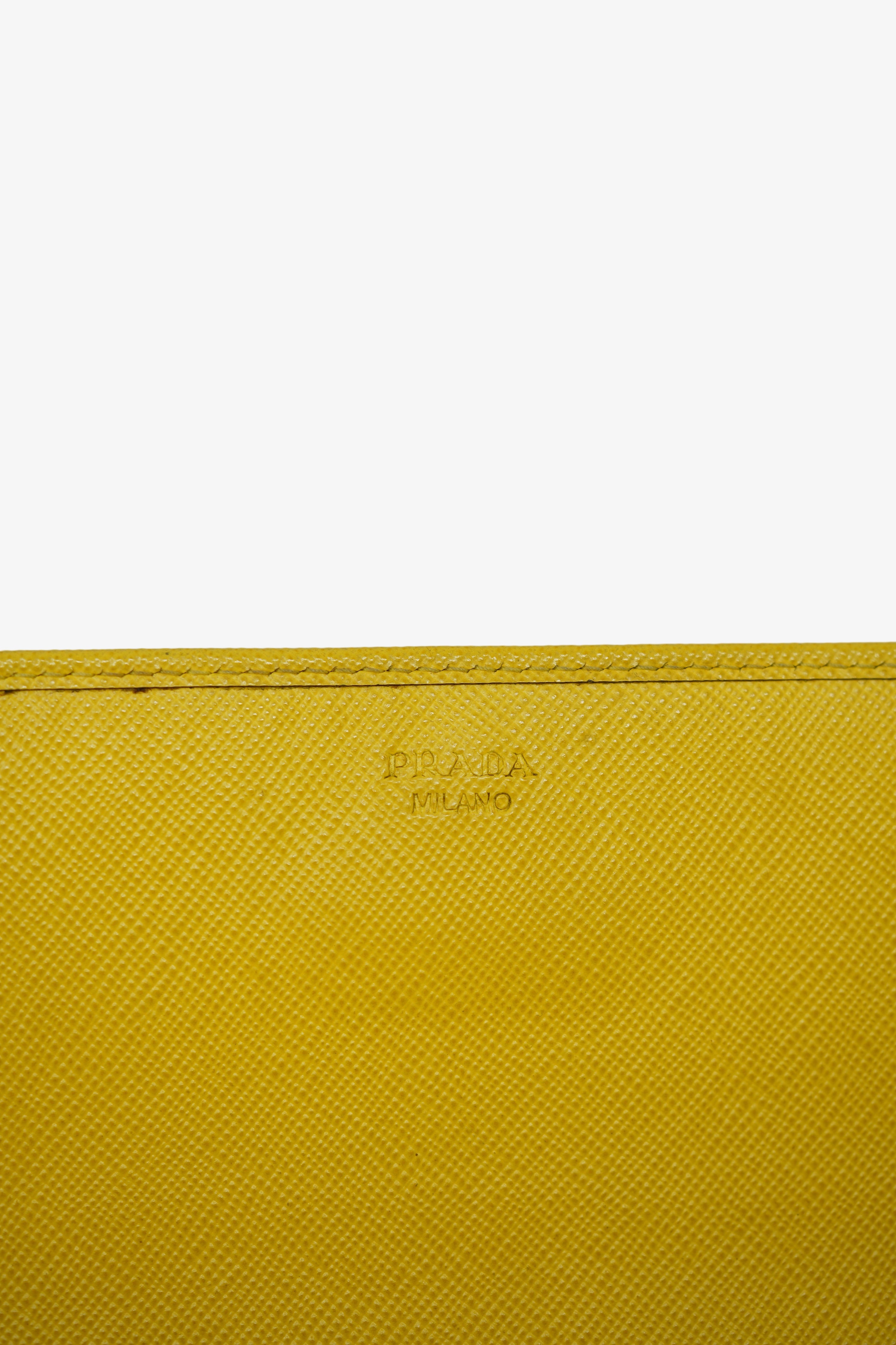 Prada Calfskin Wallet On Chain Yellow