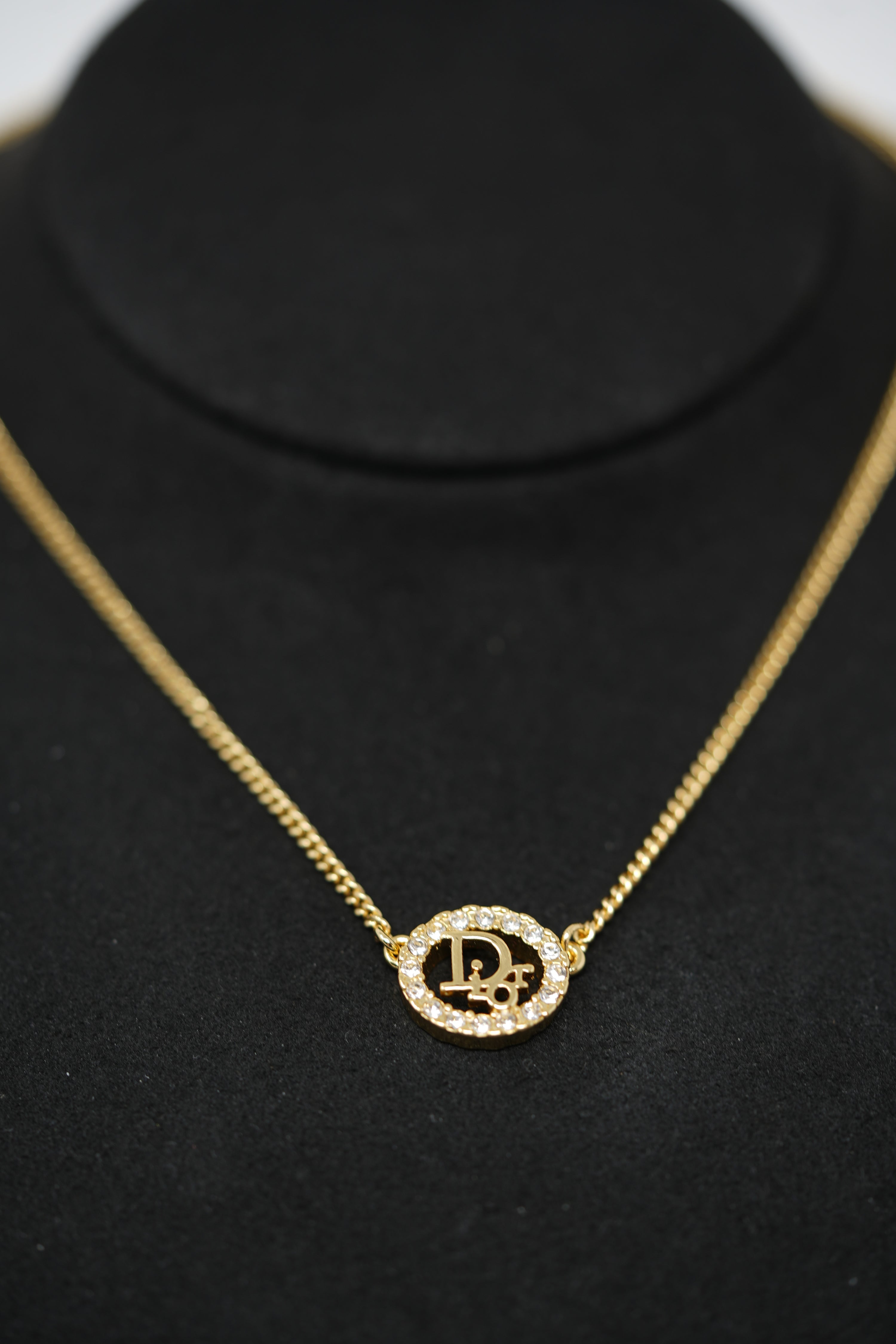 Dior Vintage Gold-Tone CD Oval Necklace