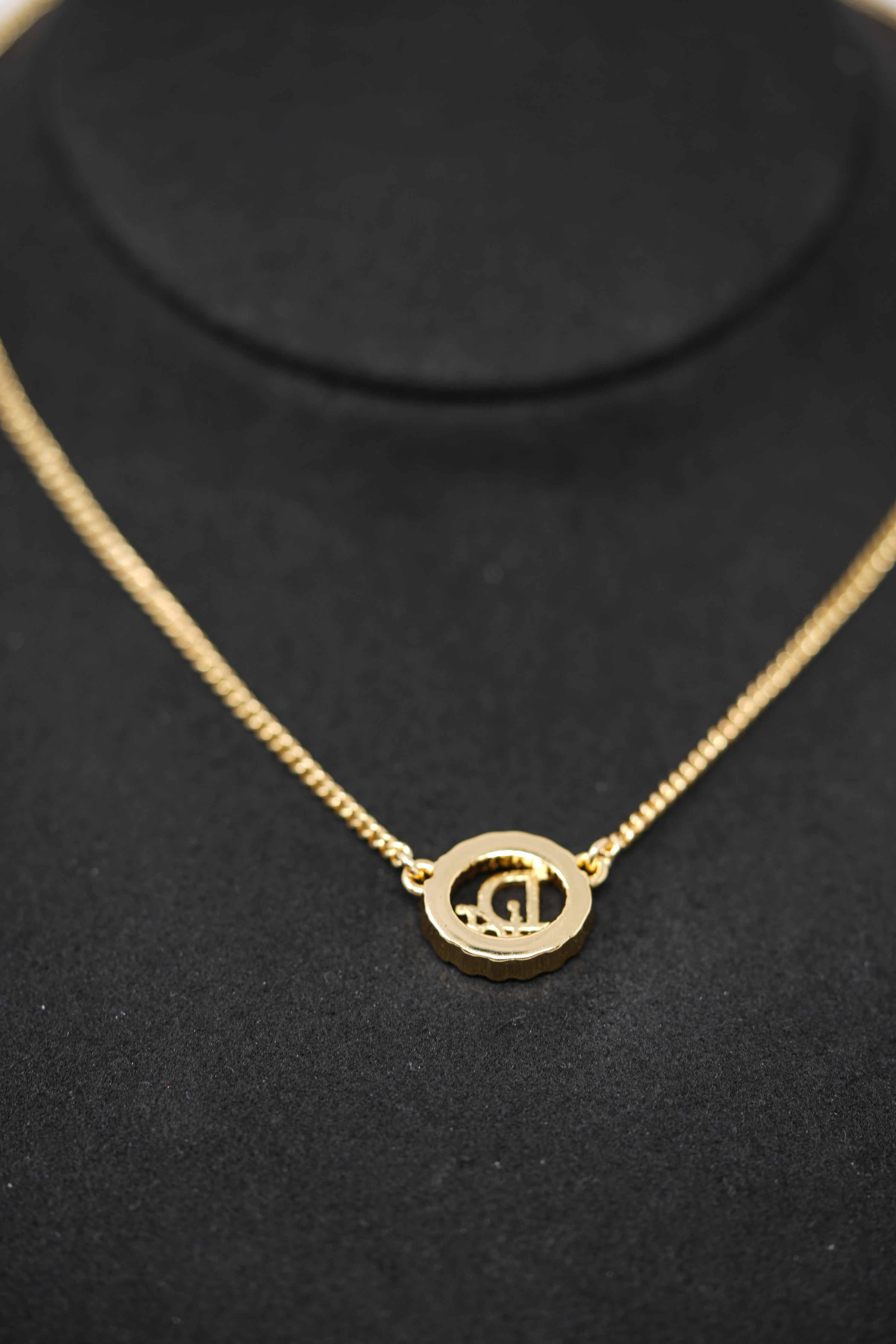 Dior Vintage Gold-Tone CD Oval Necklace