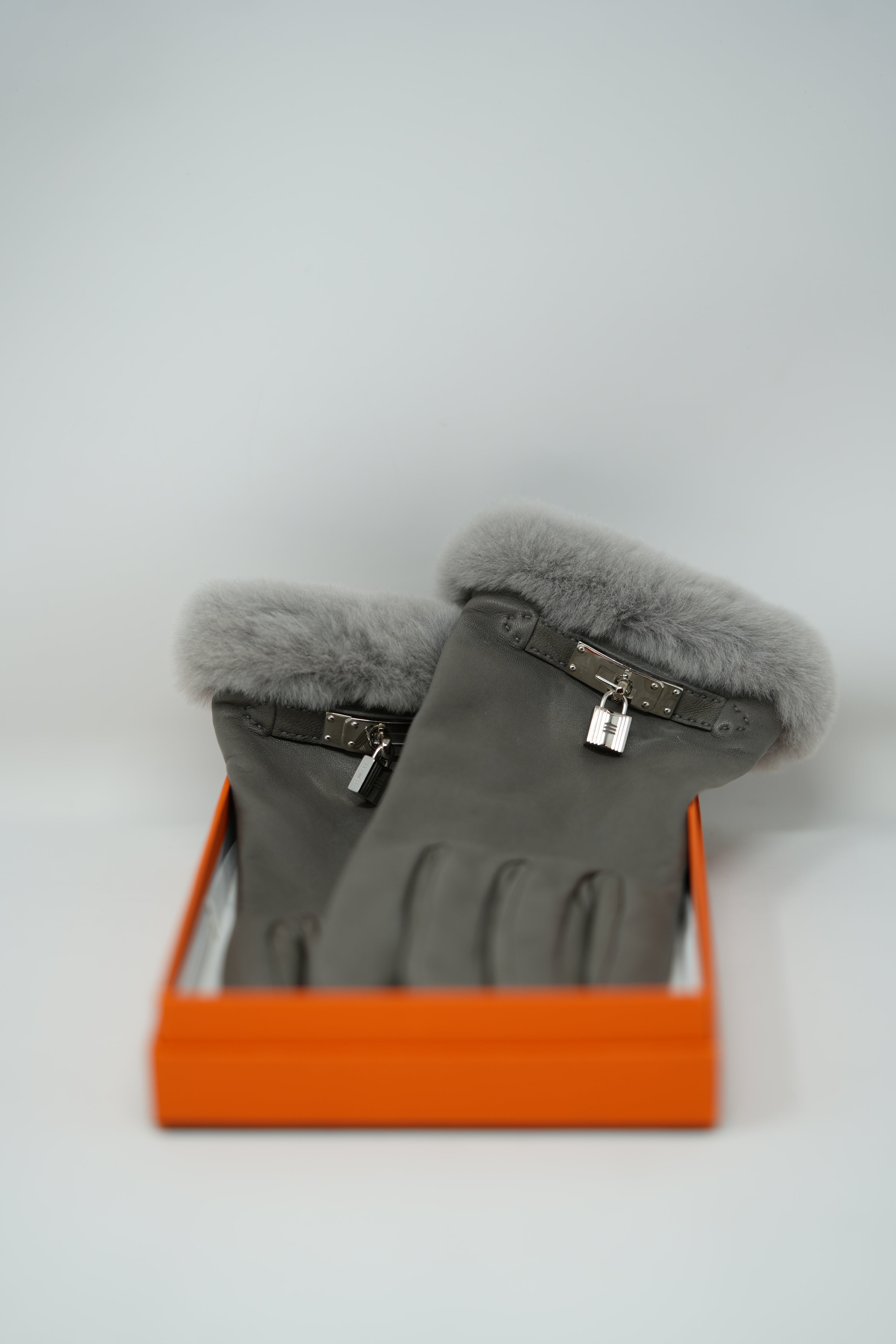 Hermes Leather/Fur Princesse Gloves