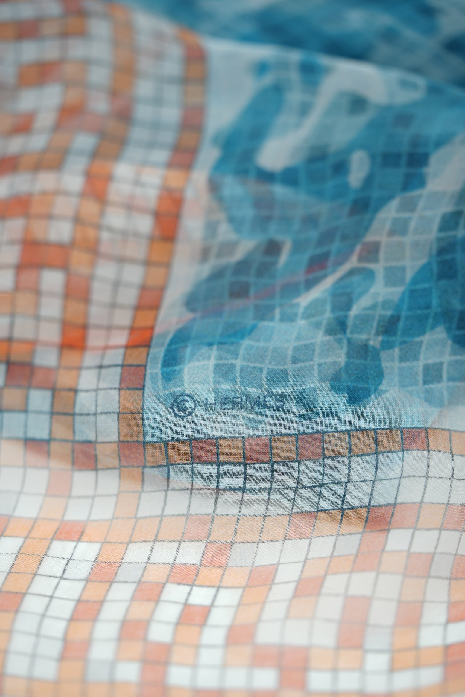 Hermes Silk Mousseline Shawl 135cm