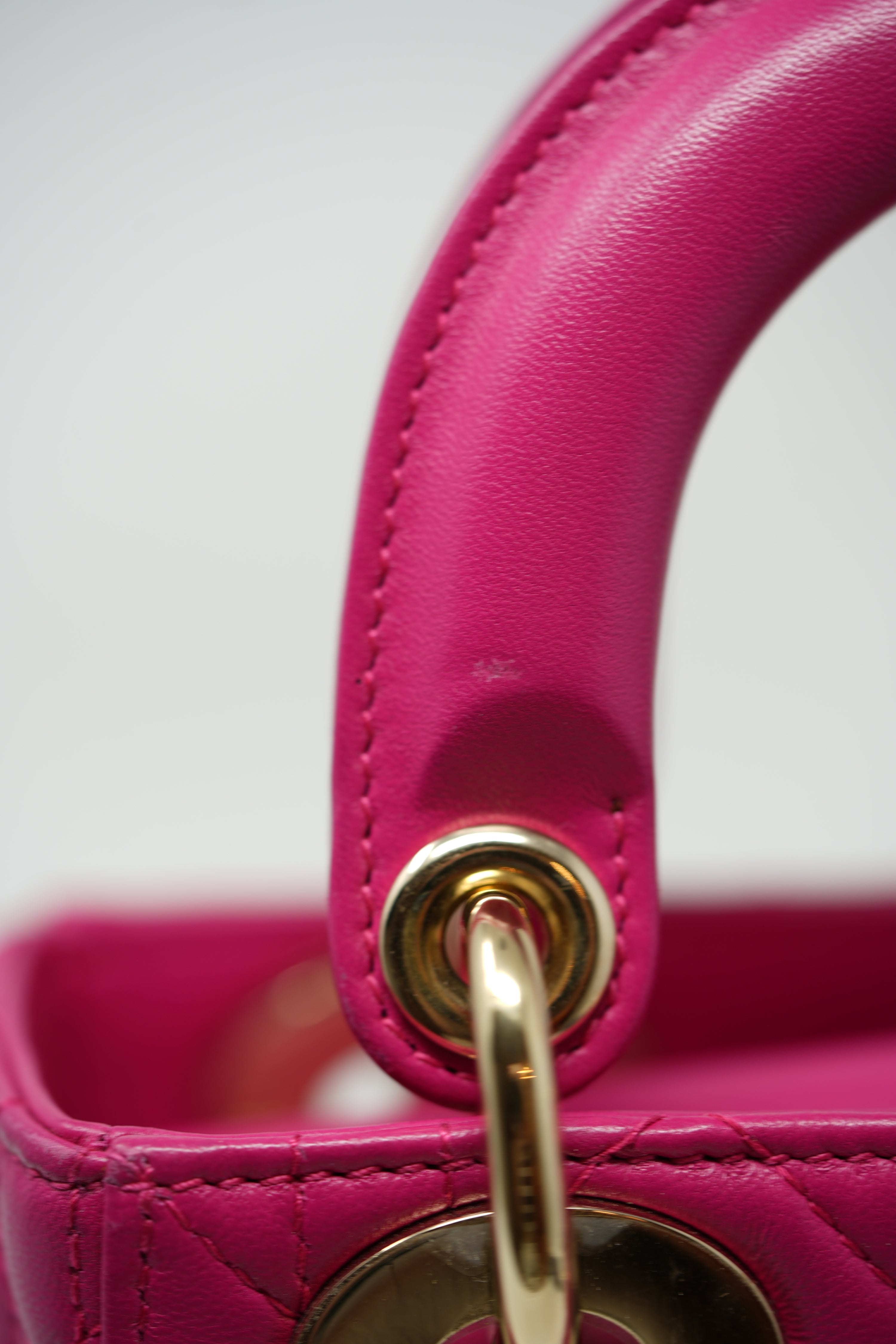 Christian Dior 2013 Pink Lambskin Small Mini Lady Dior Handbag