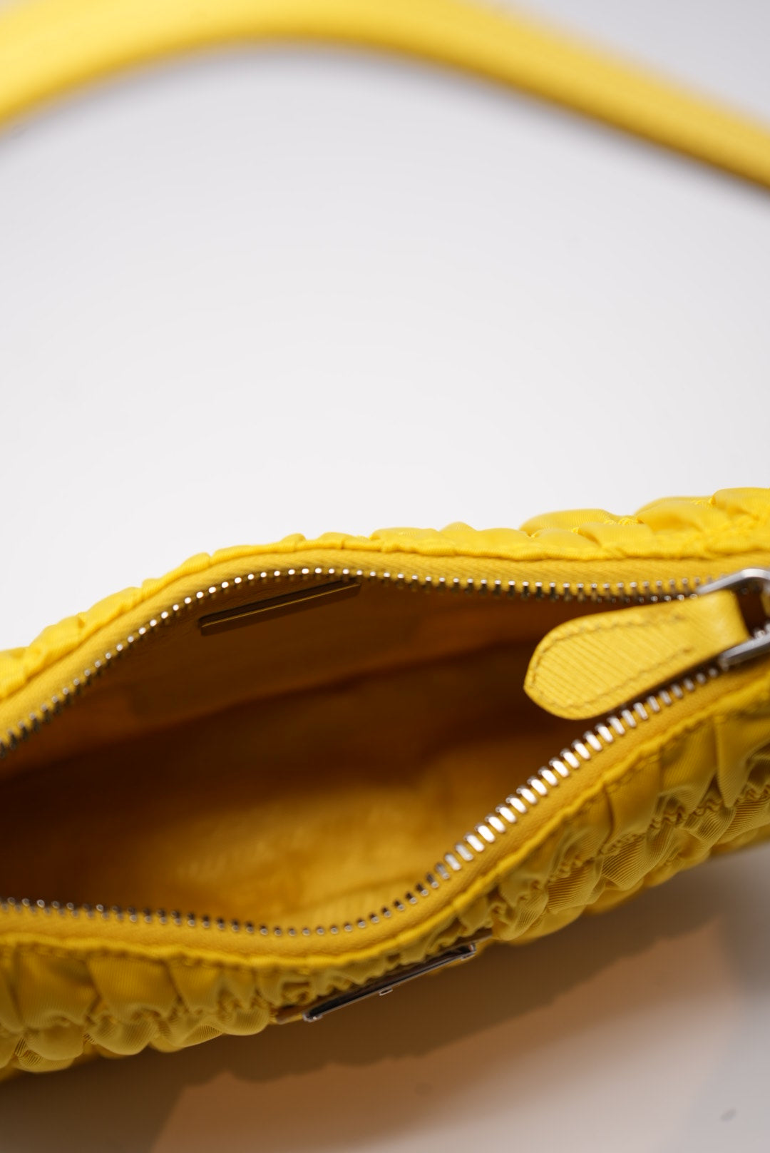 Prada Re-edition 2000 Hobo Bag in Ruched Yellow Nylon BrandNew