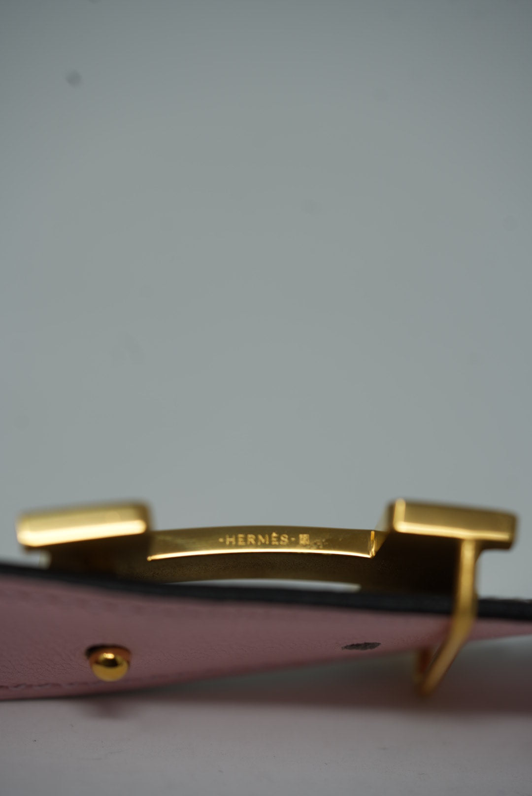 Hermes Reversible H Buckle Belt Pink/Etoupe #95