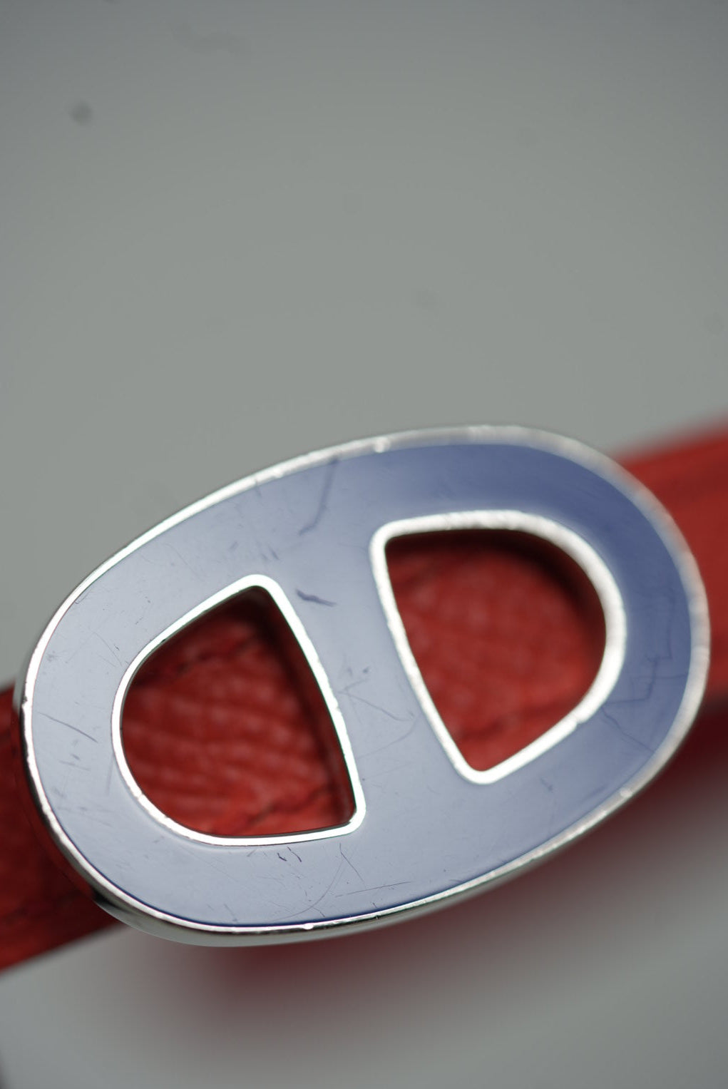 Hermes Chaine D'ancre Leather Strap Belt Coral/Red #85