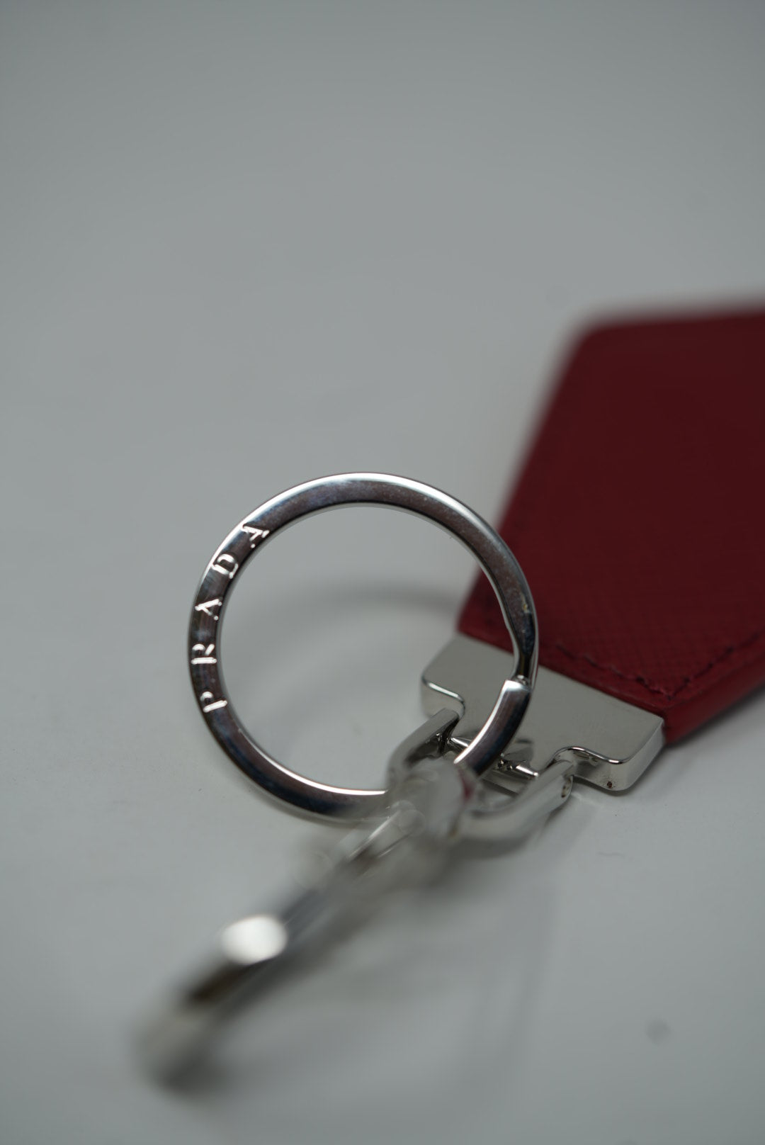 Prada Saffiano leather keychain Red
