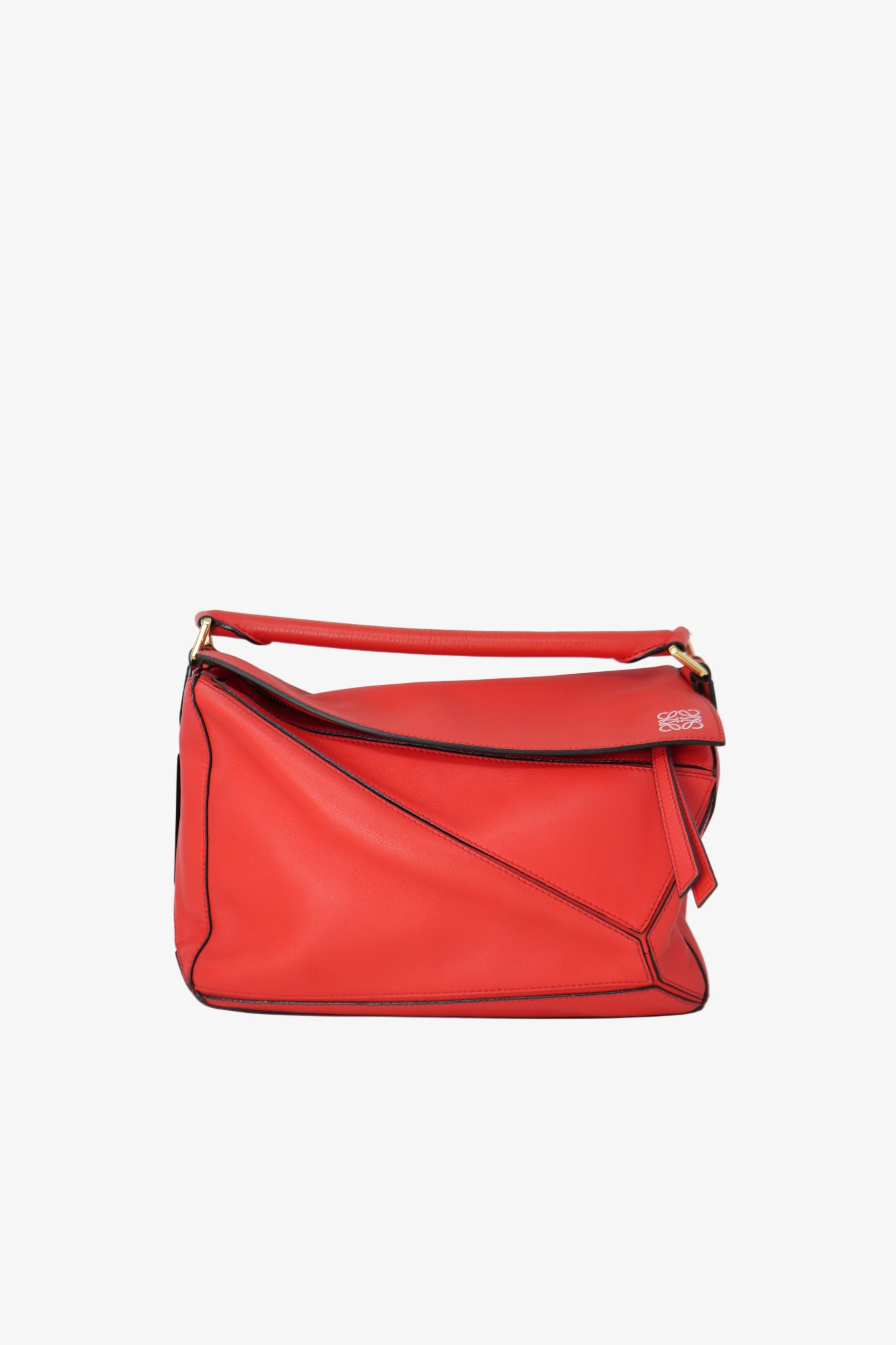 Loewe Calfskin Medium Puzzle Bag Red