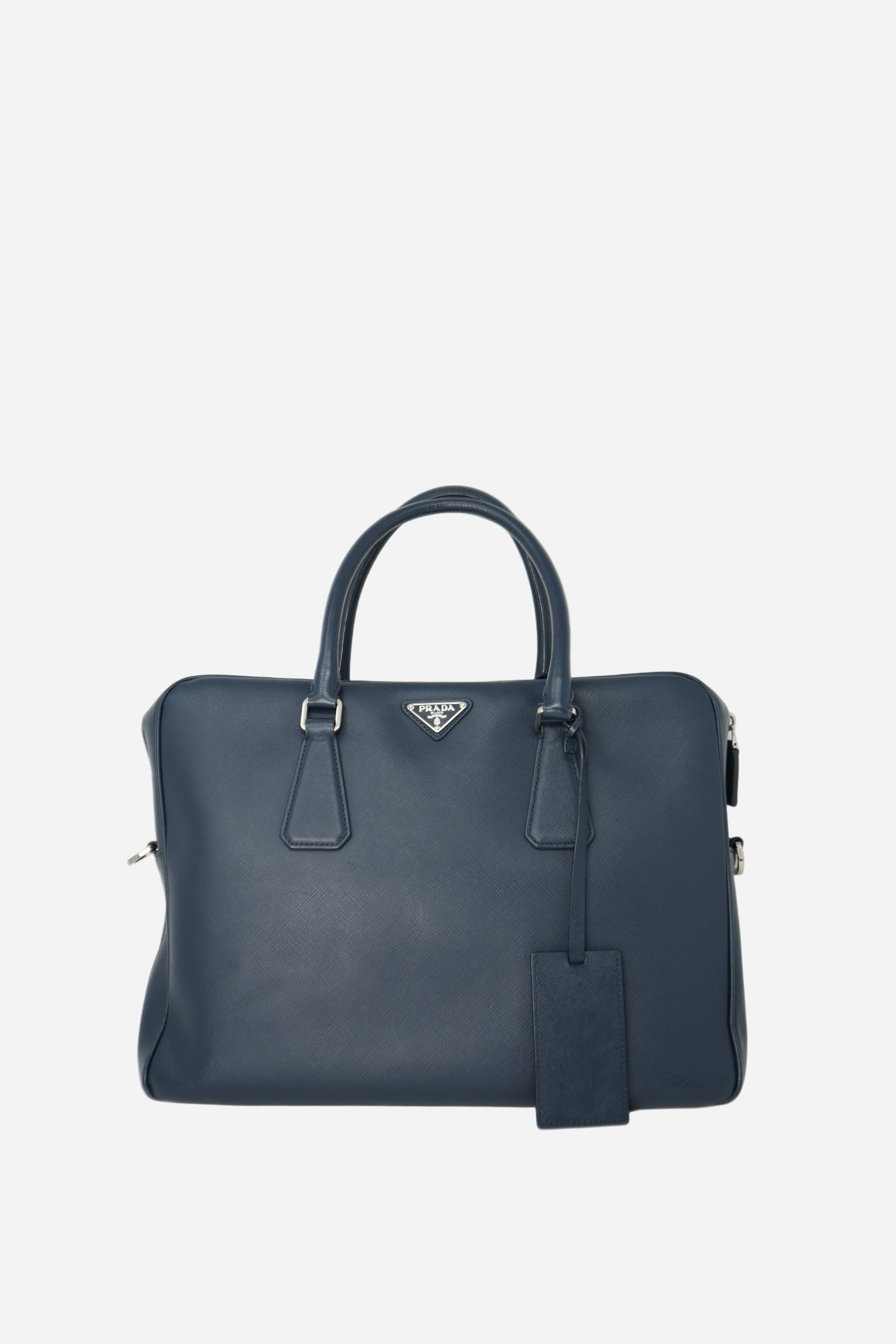 Prada Saffiano Leather Work Bag Navy