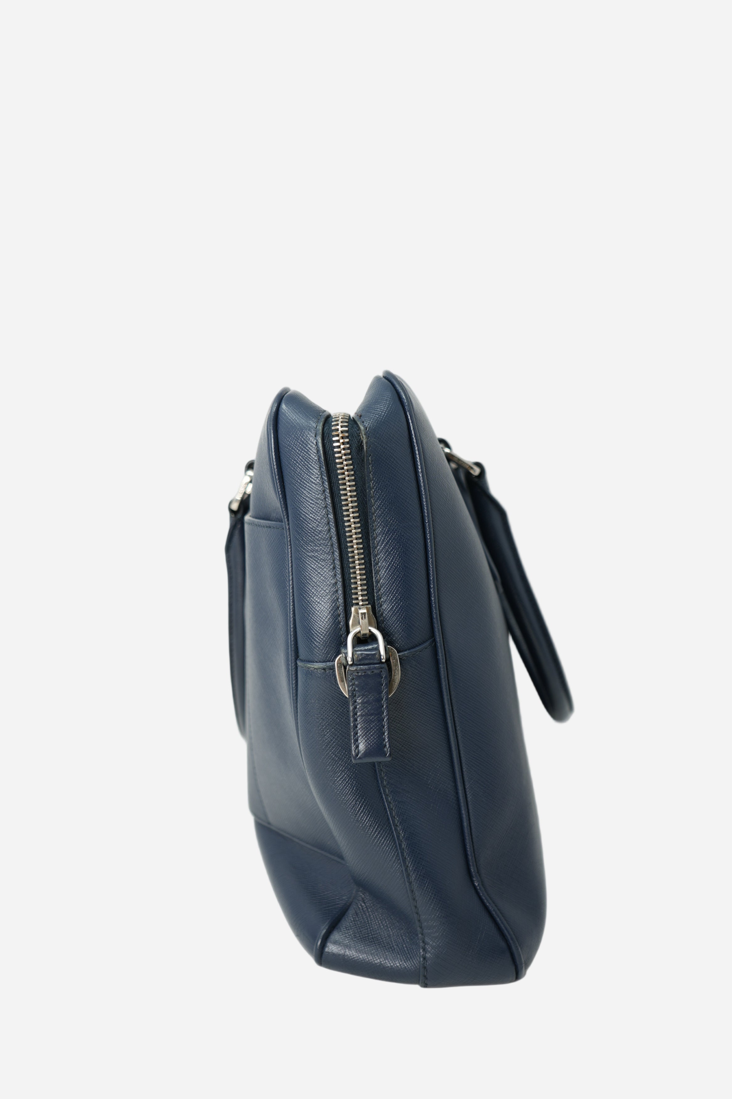 Prada Saffiano Leather Work Bag Navy