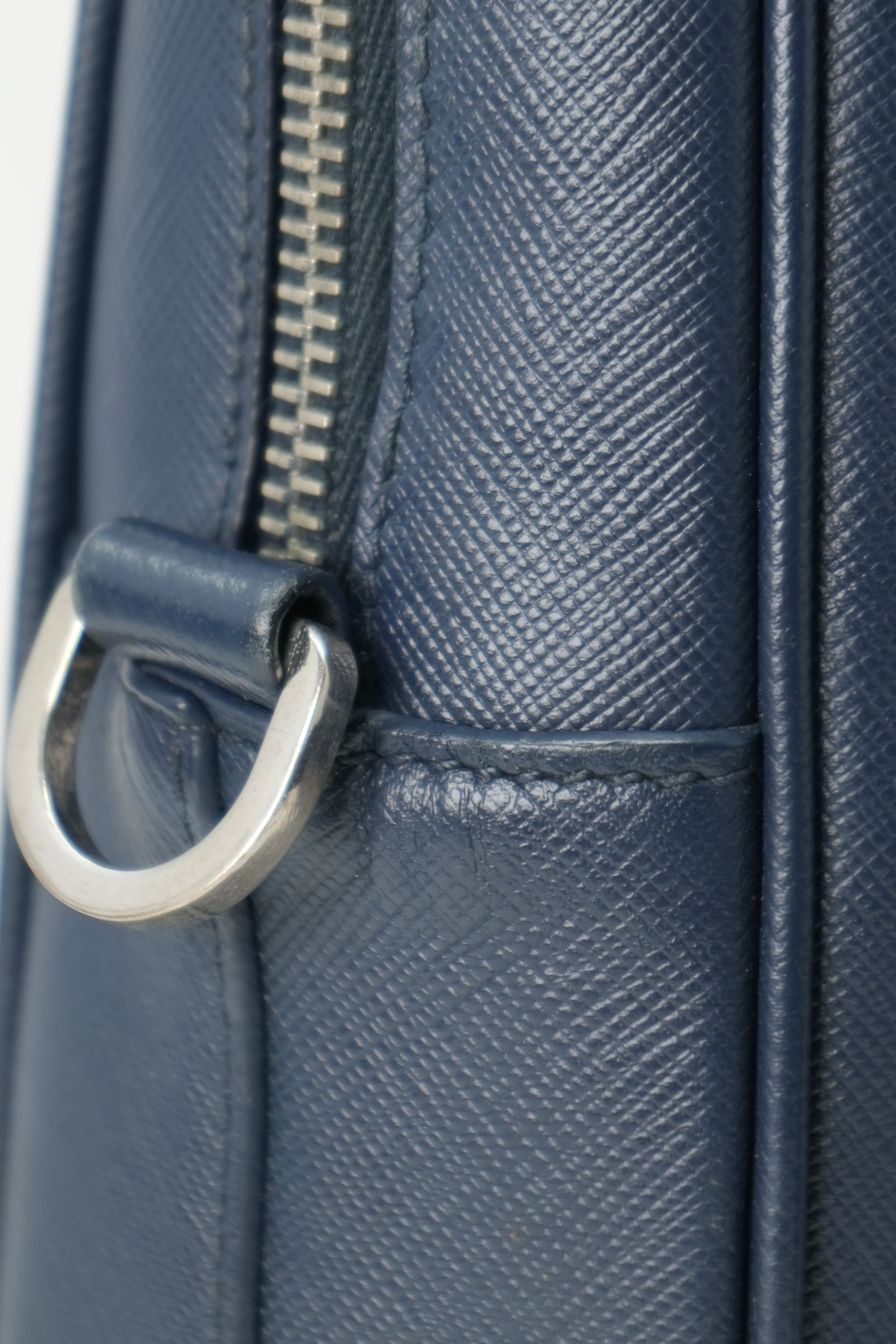 Prada Saffiano Leather Work Bag Navy