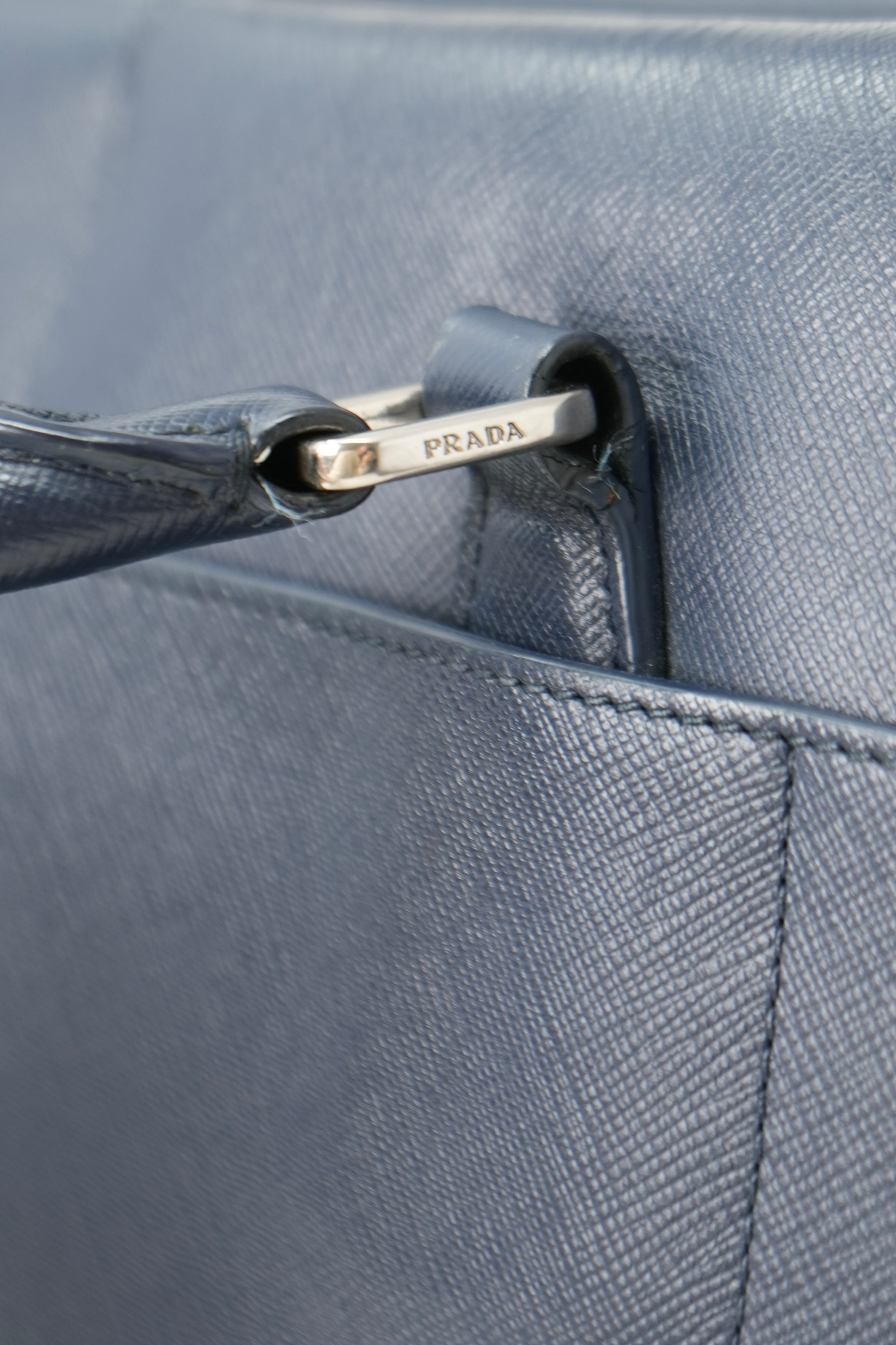 Prada Saffiano Leather Work Bag Navy