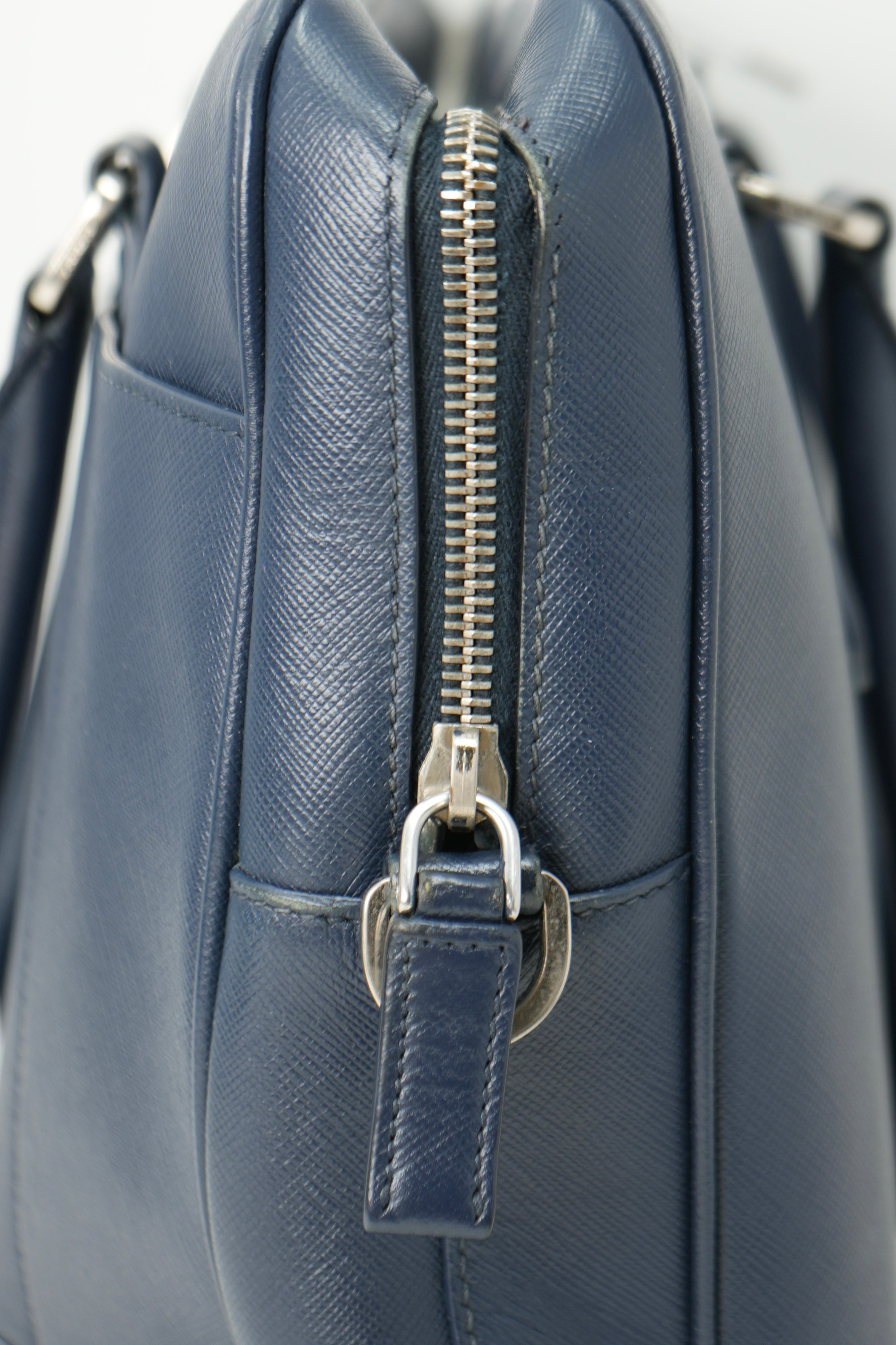 Prada Saffiano Leather Work Bag Navy