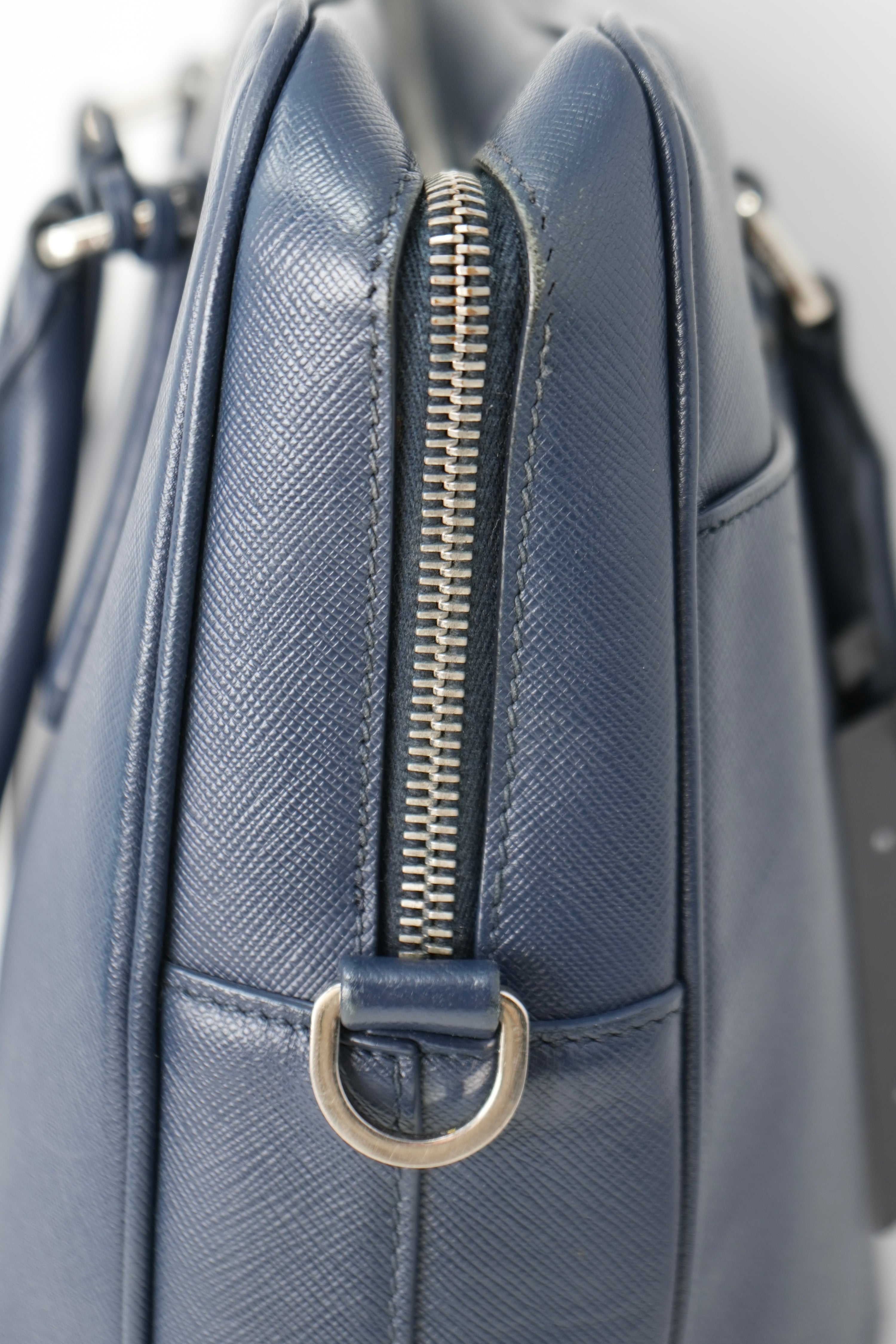 Prada Saffiano Leather Work Bag Navy
