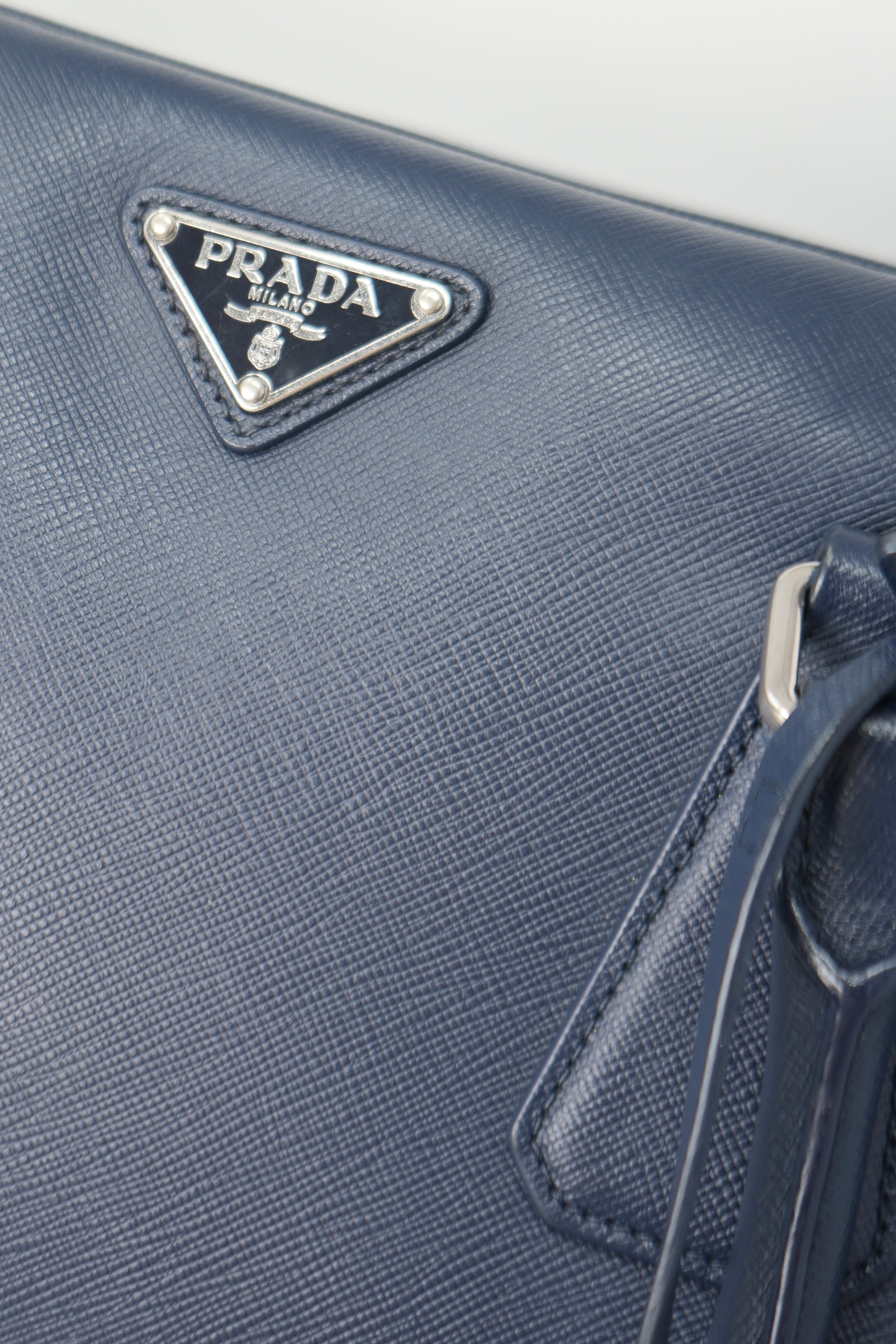 Prada Saffiano Leather Work Bag Navy