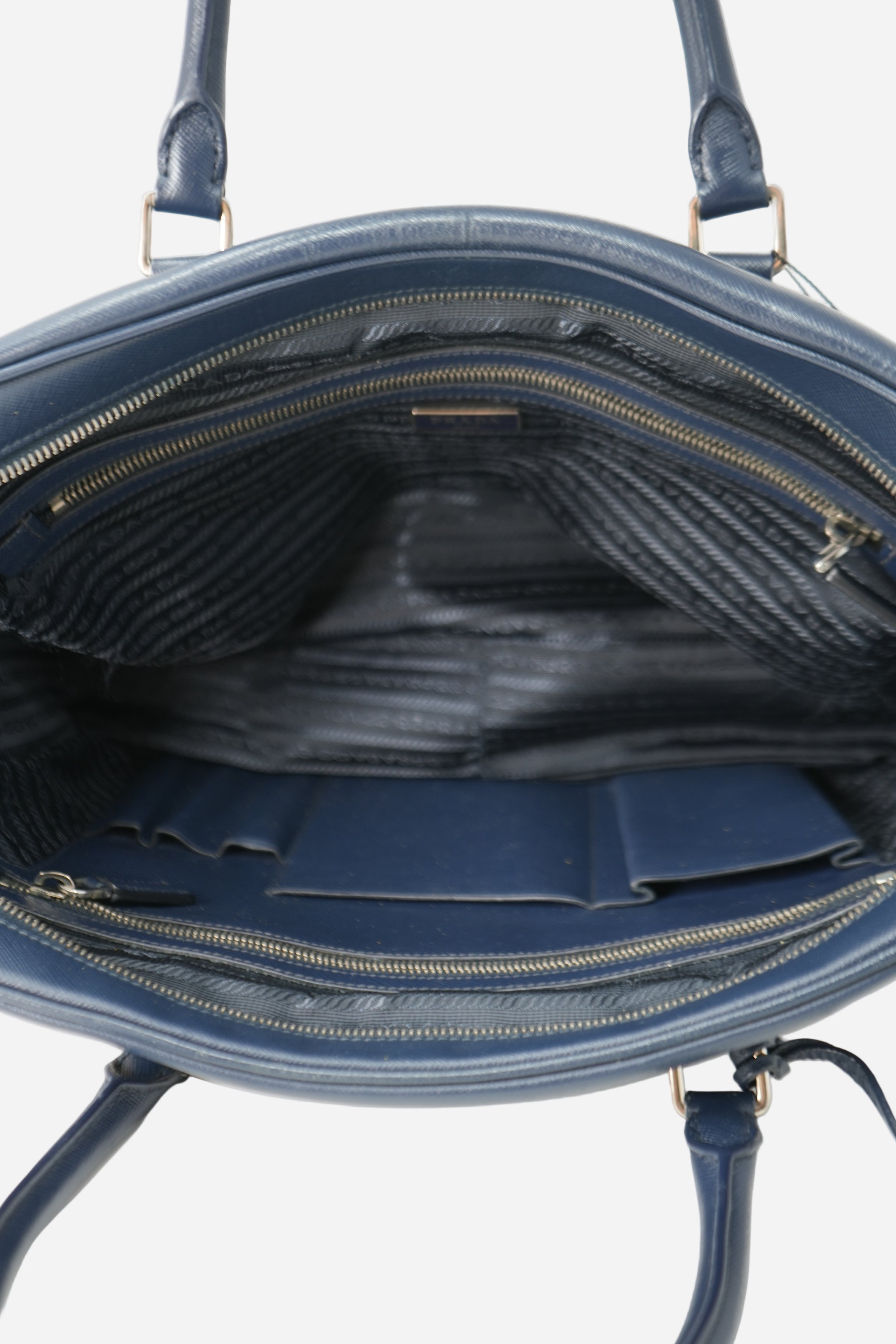 Prada Saffiano Leather Work Bag Navy