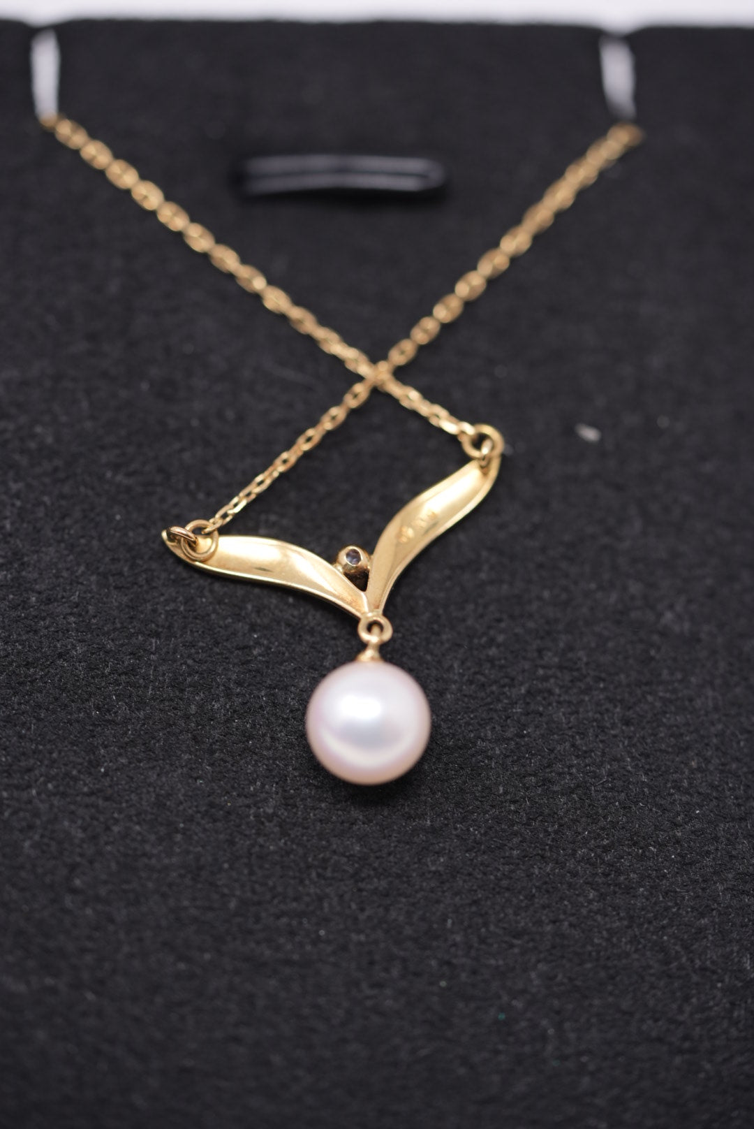 MIKIMOTO Pearl Diamond Necklace 7mm 18k gold