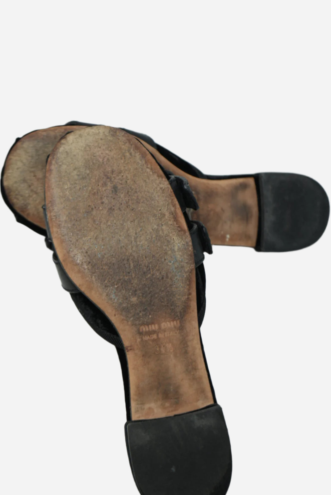 Miu Miu Black Velvet Lace Up Strap Ballet Mules