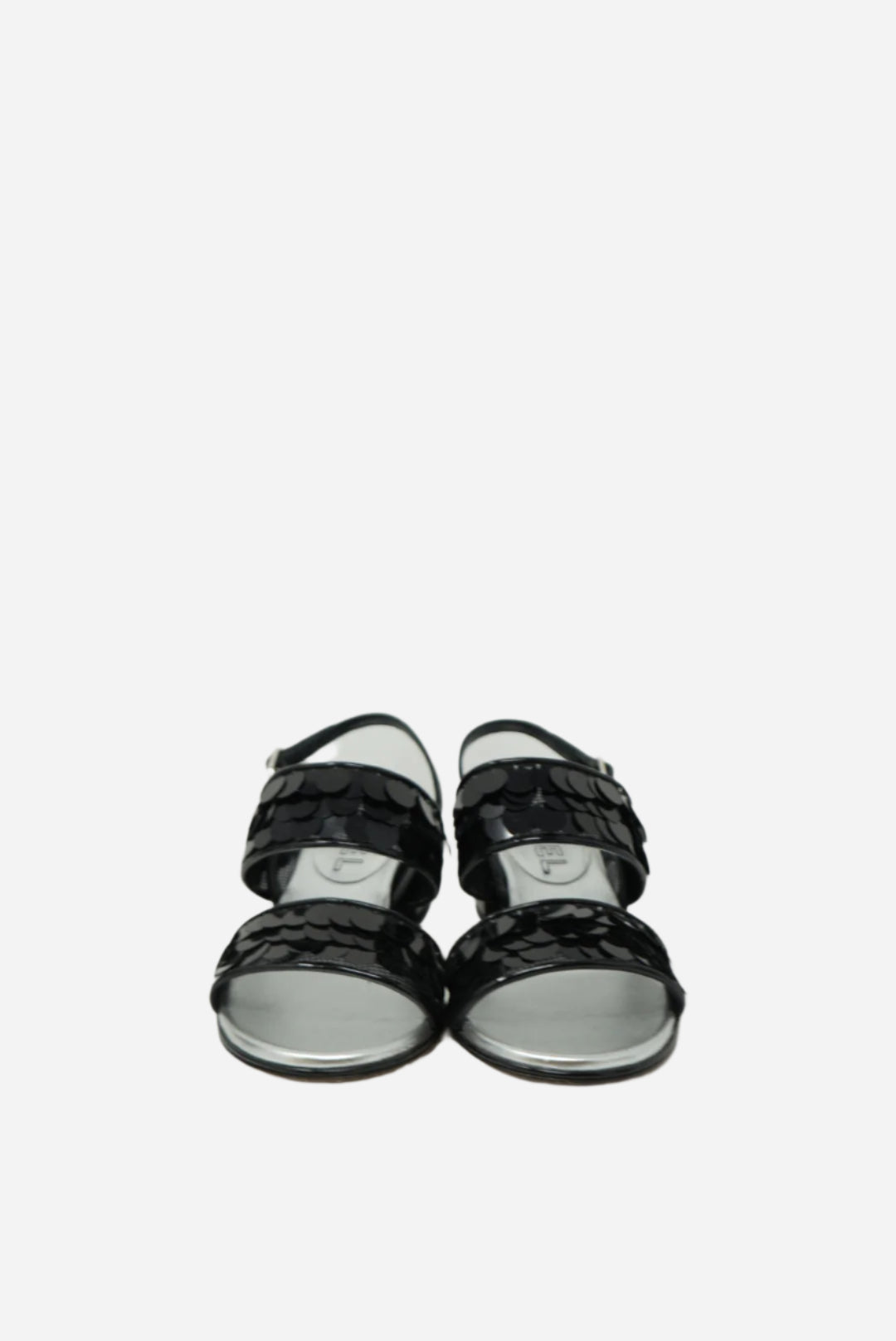 Pre-Owned Chanel Black Sequin Slingback Sandals