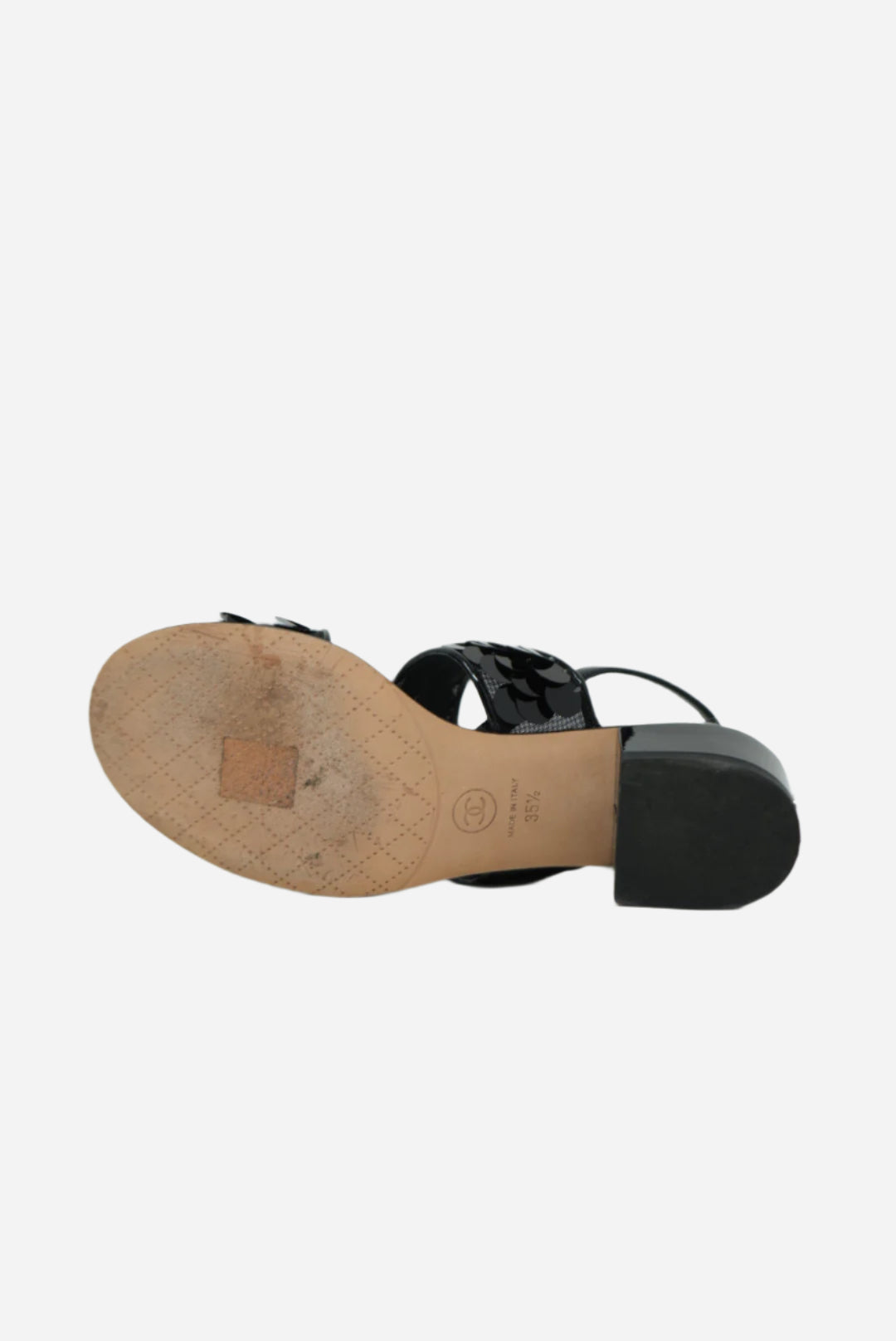 Pre-Owned Chanel Black Sequin Slingback Sandals