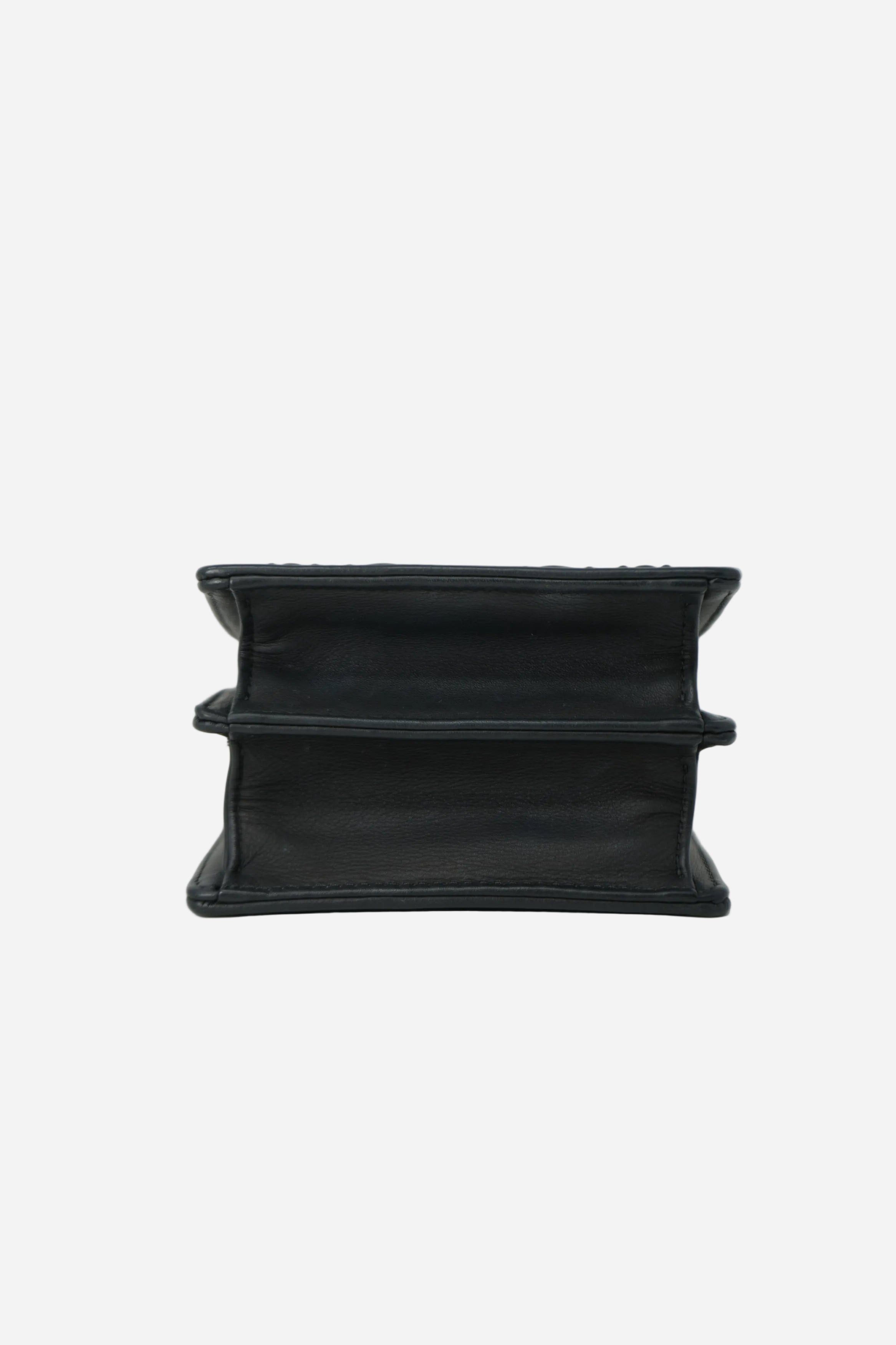 Christian Dior 2018 Black Matte Calfskin Studded Vertical Diorama Crossbody Bag