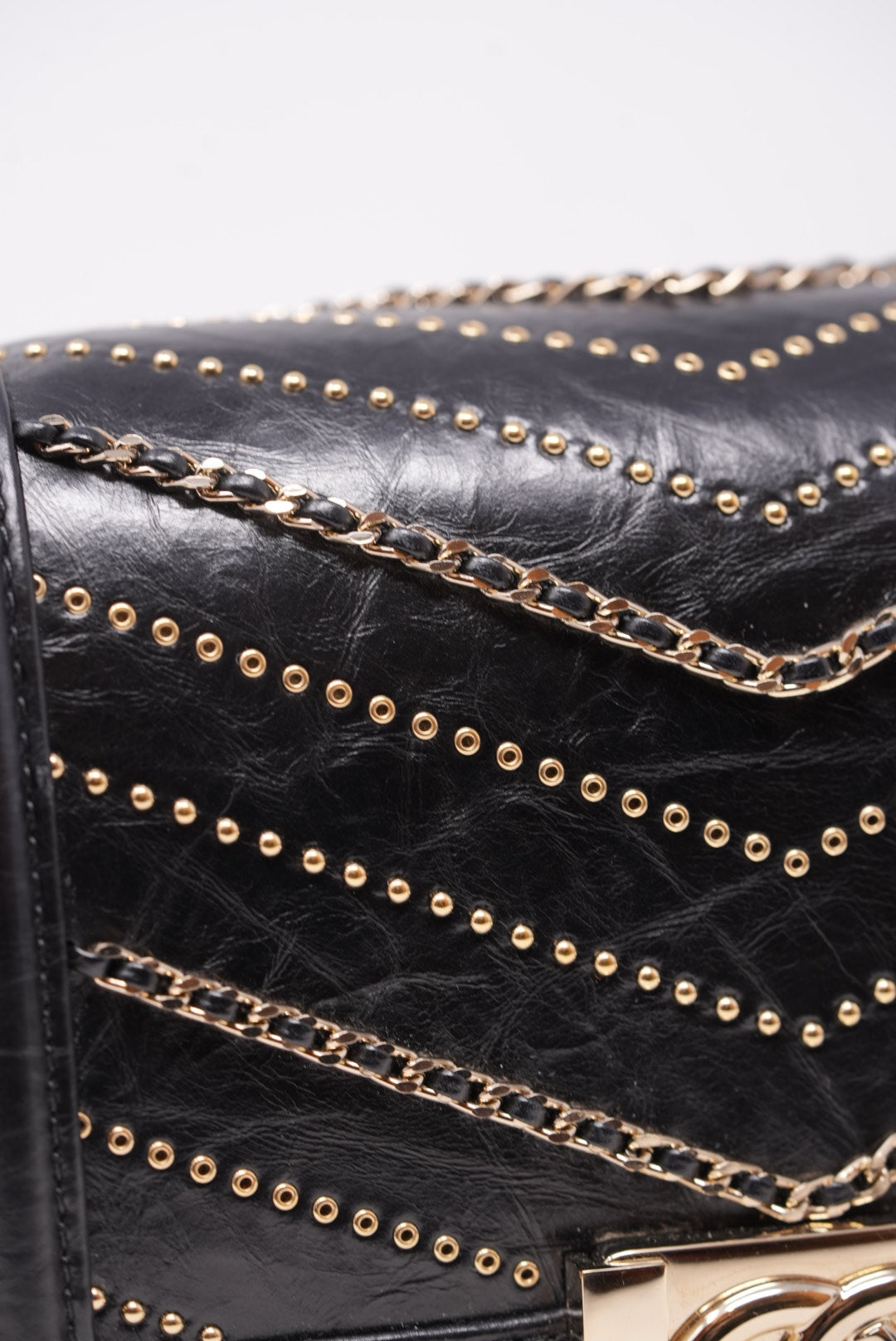 Pre-Owned CHANEL Crumpled Calfskin Small Boy Black