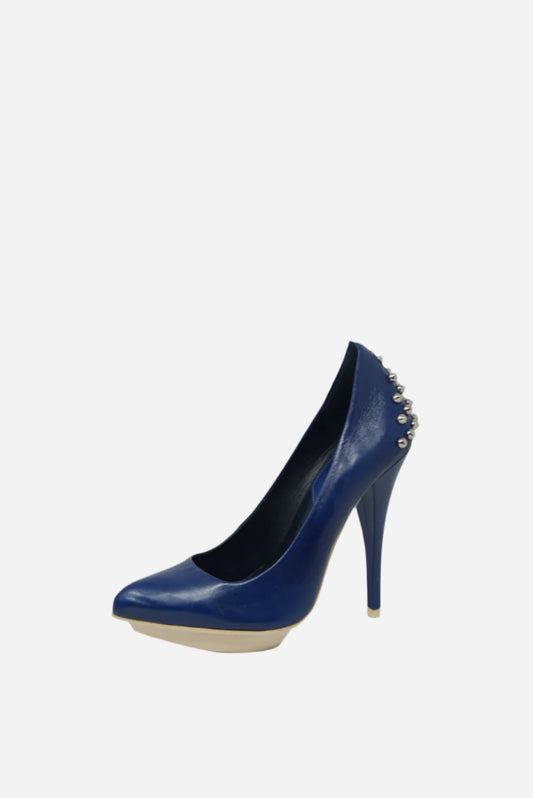 Alexander McQueen Blue Leather Heels