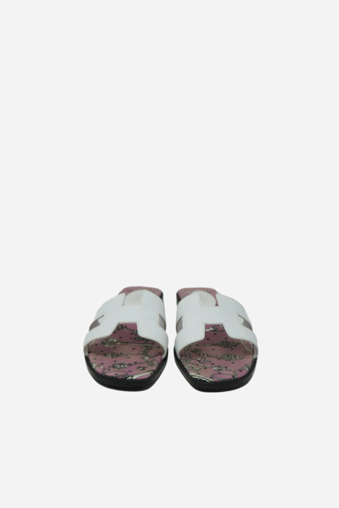 Hermes White Oran Sandals
