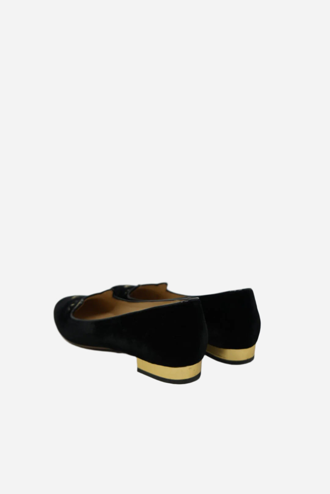 Charlotte Olympia Black Velvet Kitty Flats