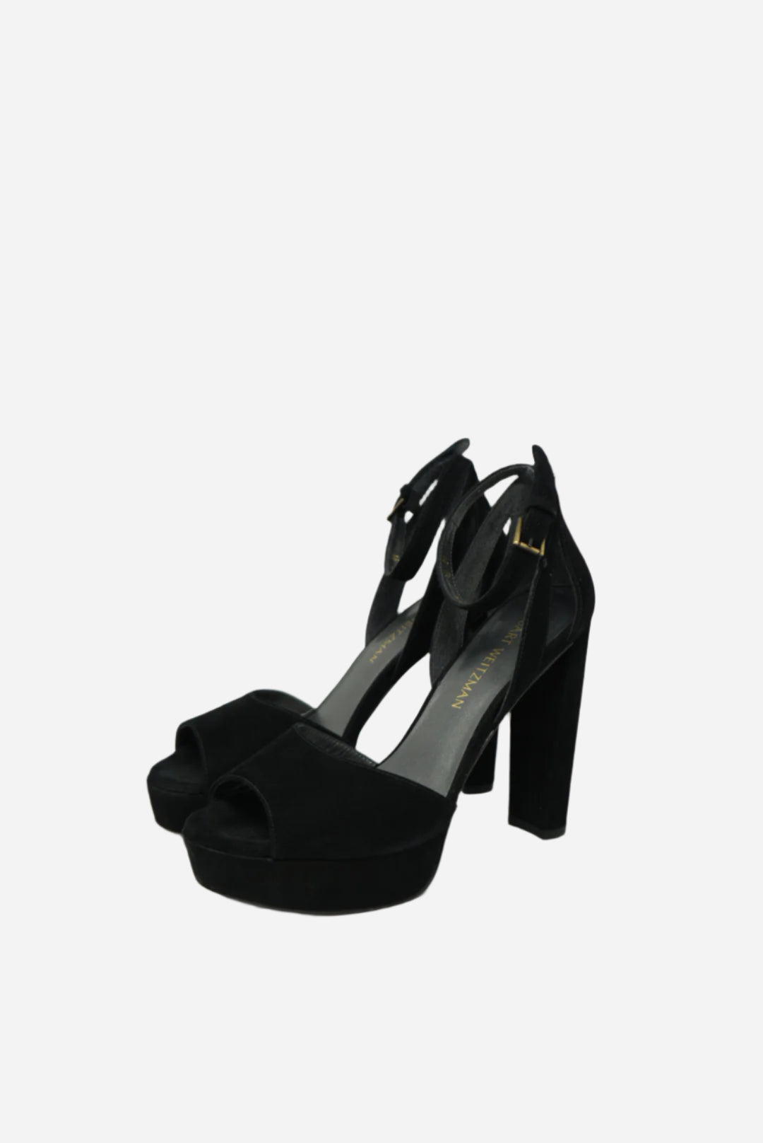 Stuart Weitzman Black Suede Platform Sandals