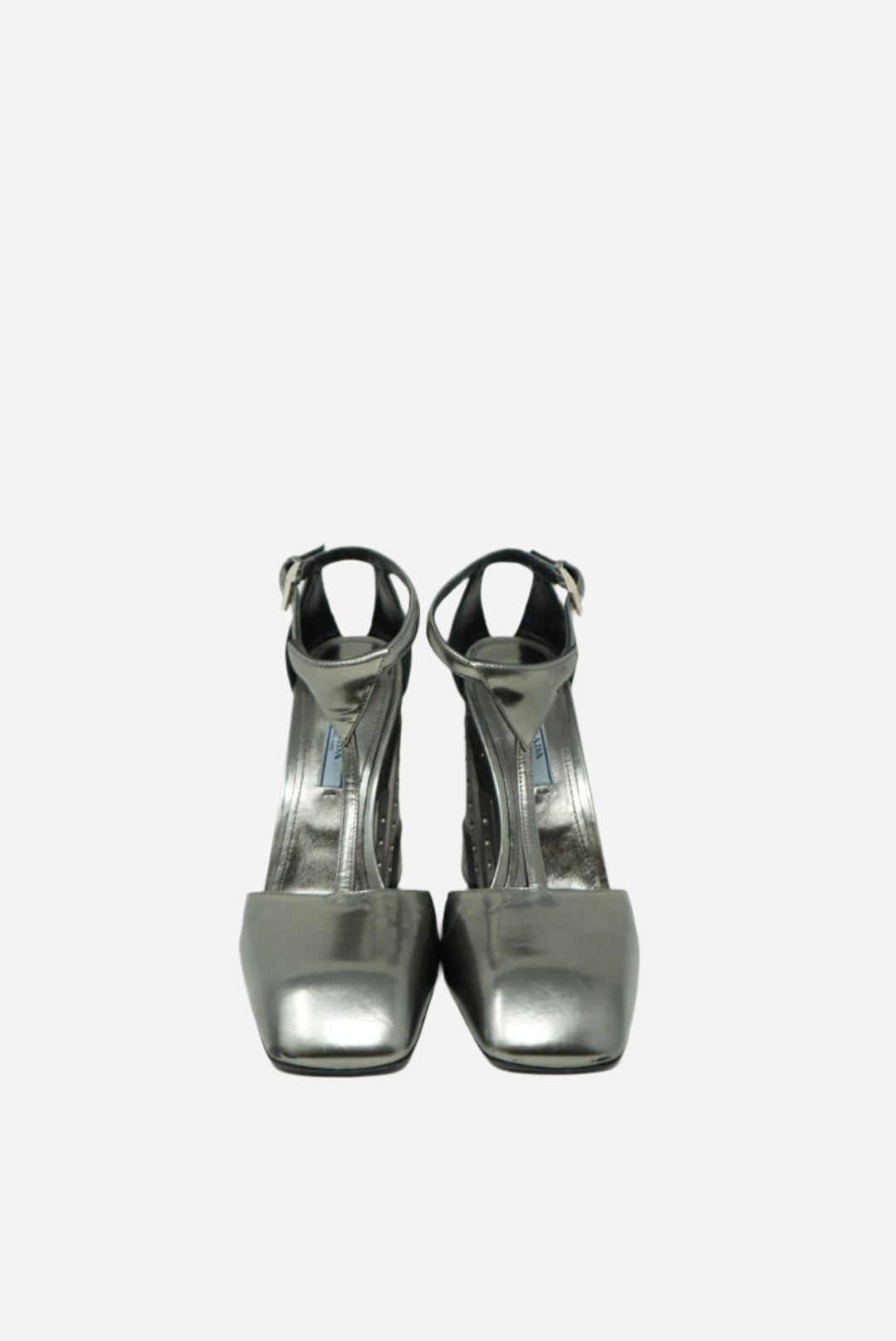 Prada Metallic Silver Platform Sandals