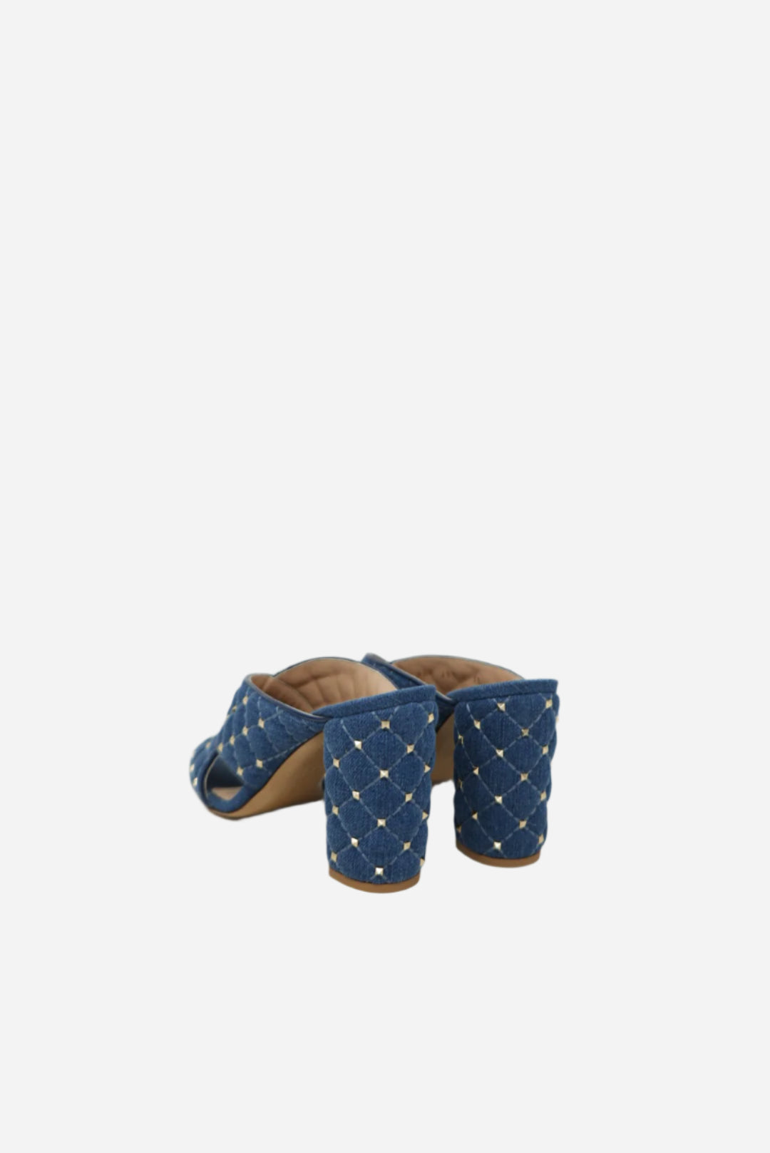Valentino Garavani Denim Rockstud Spike Crisscross Silde Sandals