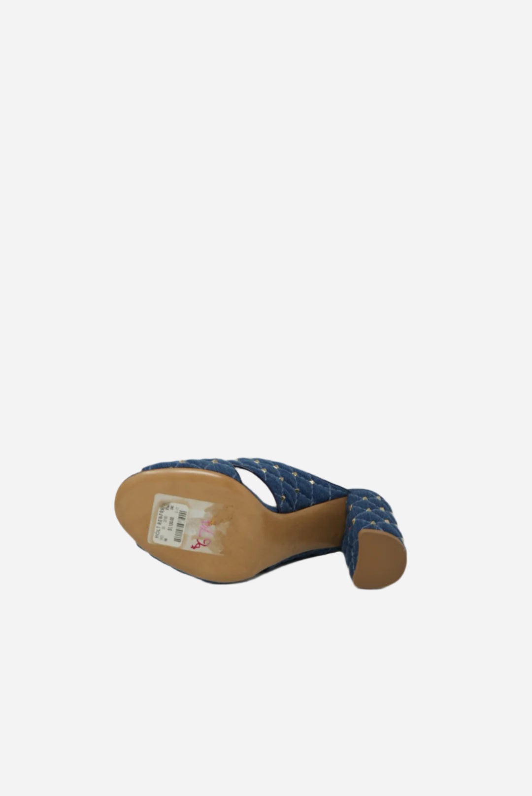 Valentino Garavani Denim Rockstud Spike Crisscross Silde Sandals