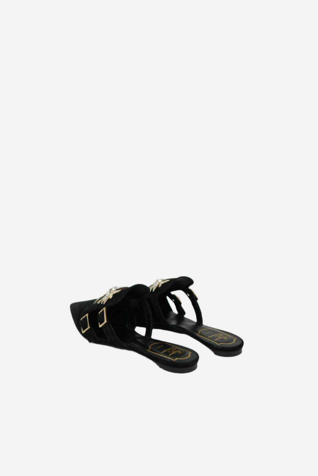 Roger Vivier Black Crystal Velvet Mule