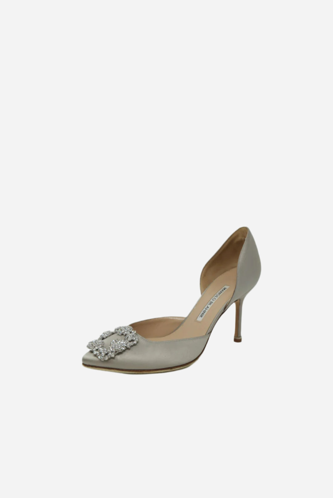 Manolo Blahnik Light Grey Satin Pumps