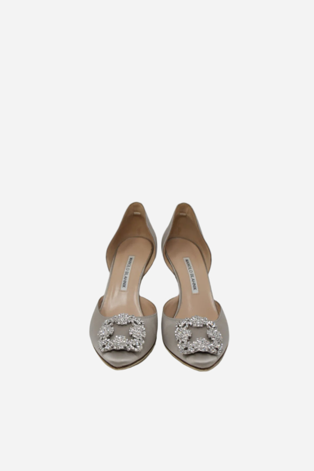 Manolo Blahnik Light Grey Satin Pumps