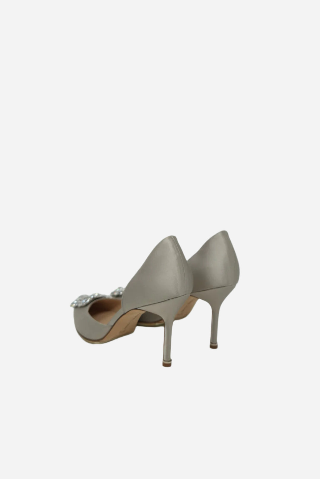 Manolo Blahnik Light Grey Satin Pumps