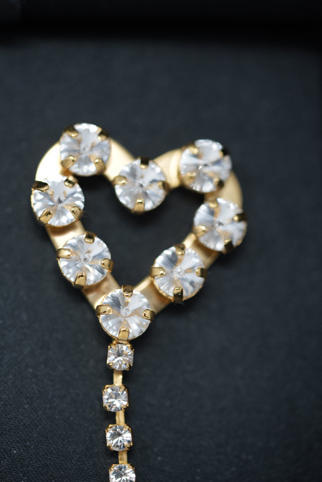 MiuMiu Gold Crystal Heart Earrings