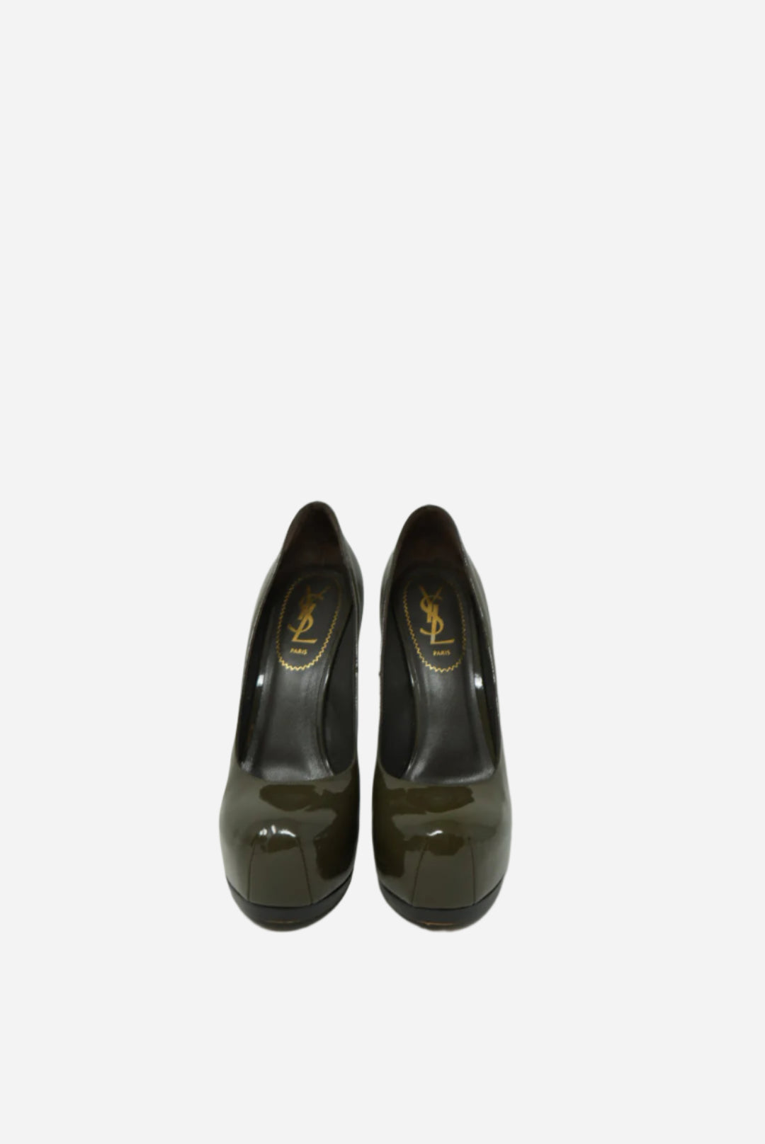 Saint Laurent Grey Patent Platform Pumps