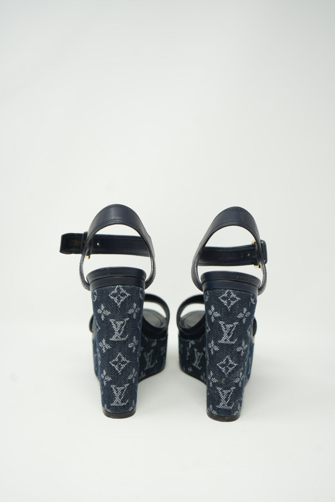Louis Vuitton Monogram Denim Platform Sandals Size 35