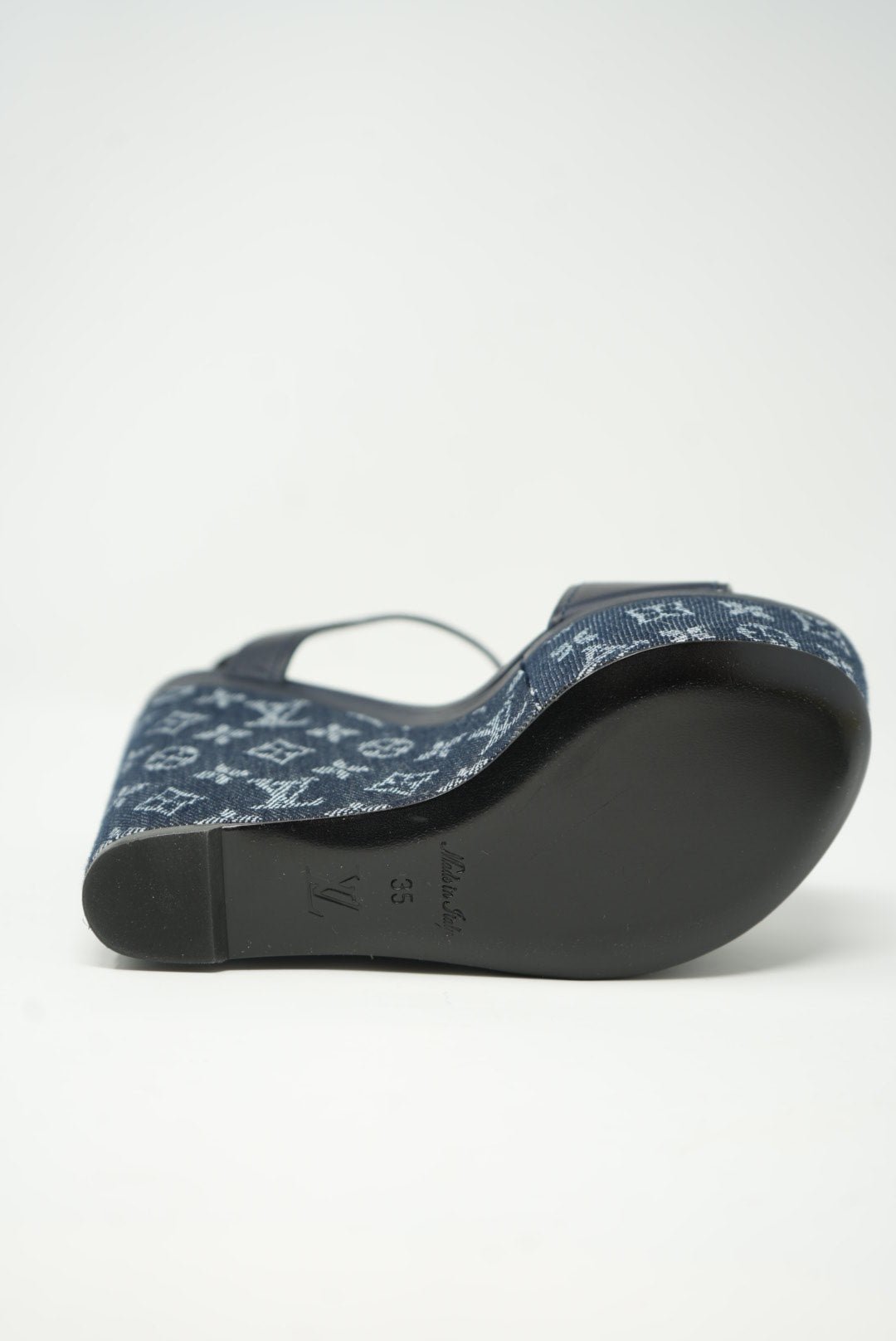 Louis Vuitton Monogram Denim Platform Sandals Size 35