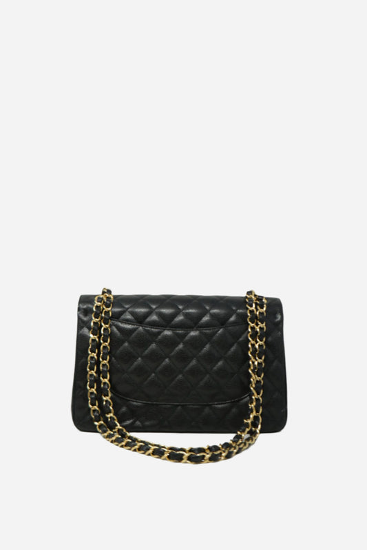 Pre-Owned Chanel 2011-2012 Large Black Caviar Classic Double Flap