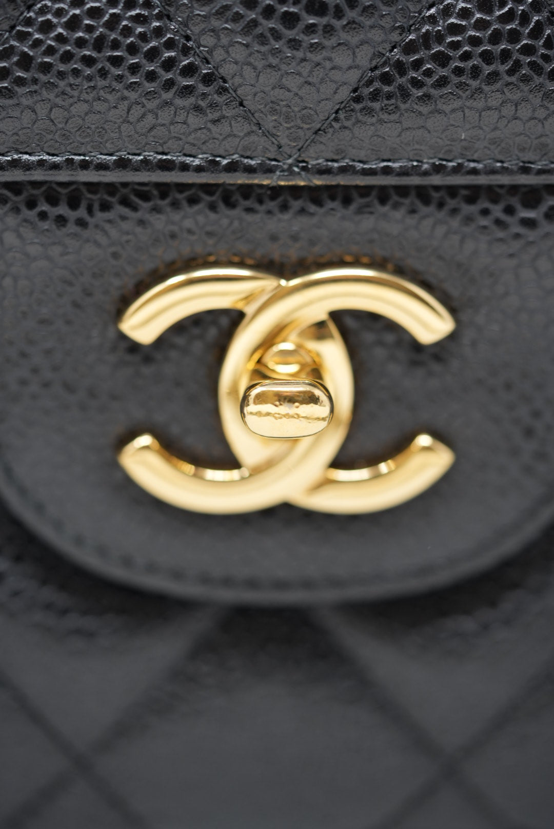 Pre-Owned Chanel 2011-2012 Large Black Caviar Classic Double Flap