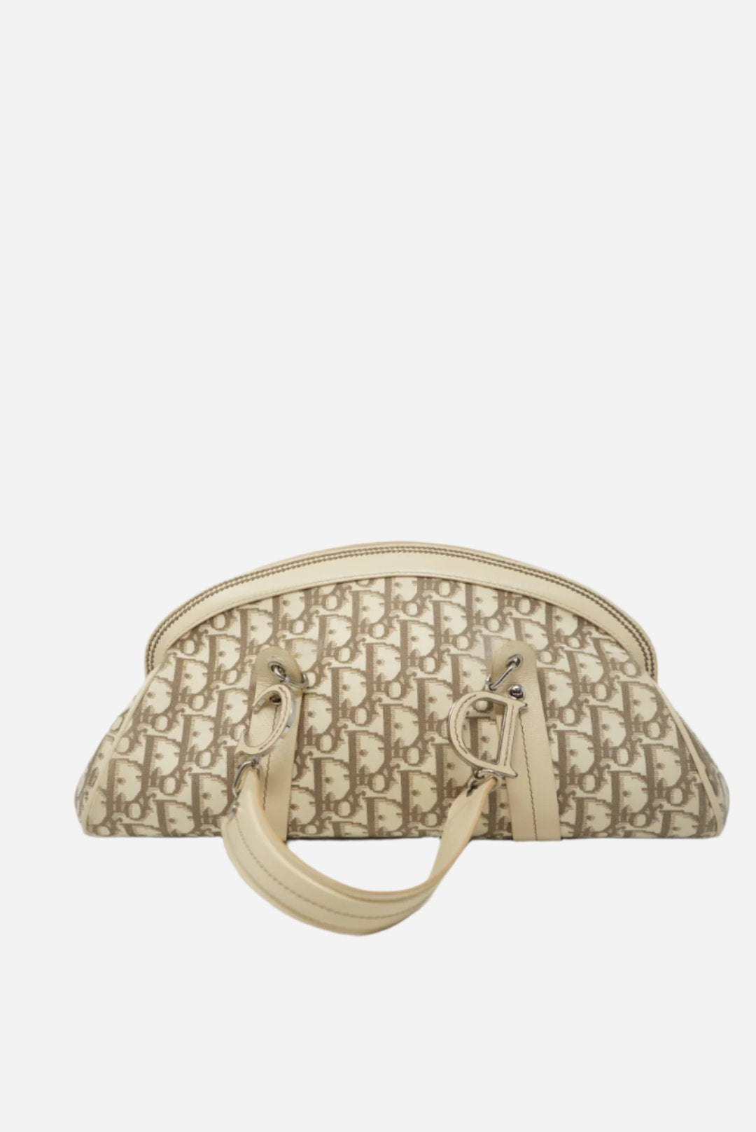 Christian Dior 2005 Ivory Embroidered Trotter Flower Handbag